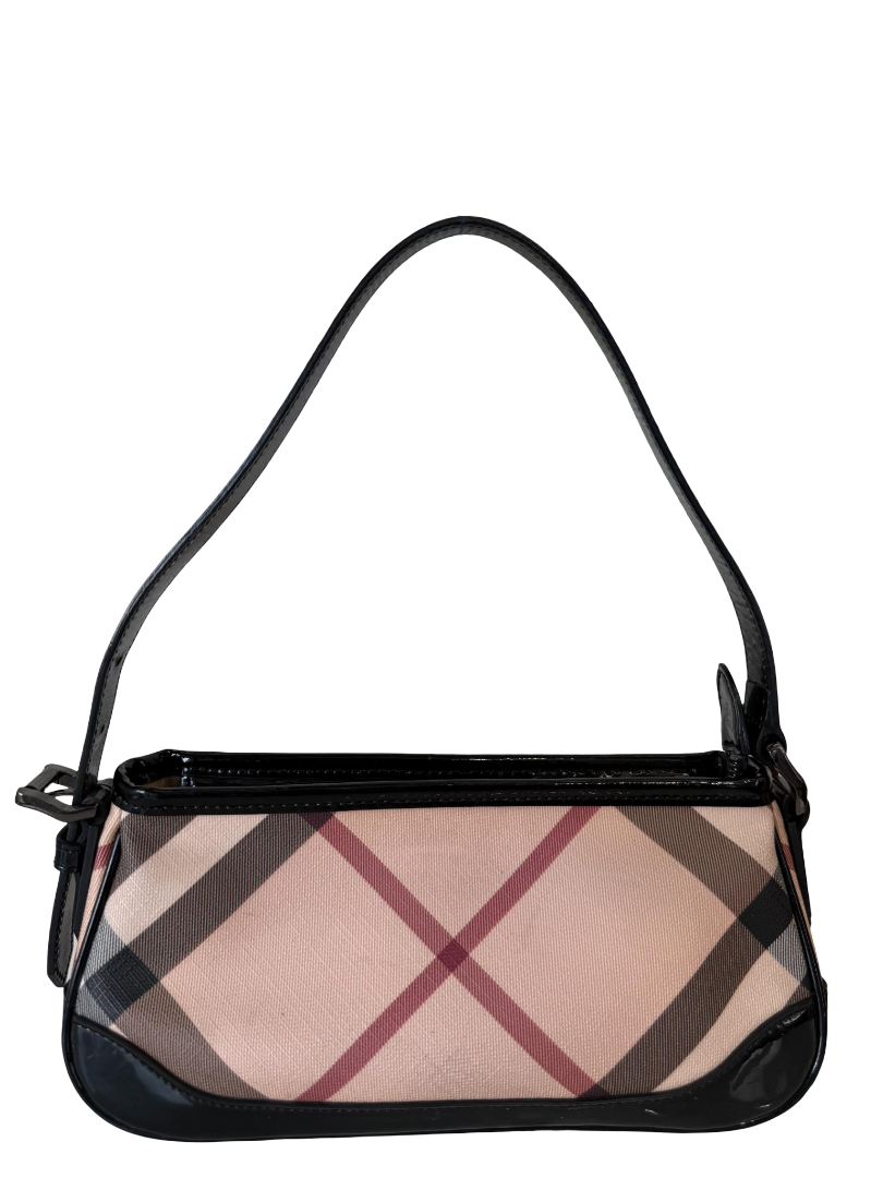 Burberry Nova Check Black Patent Leather Pochette