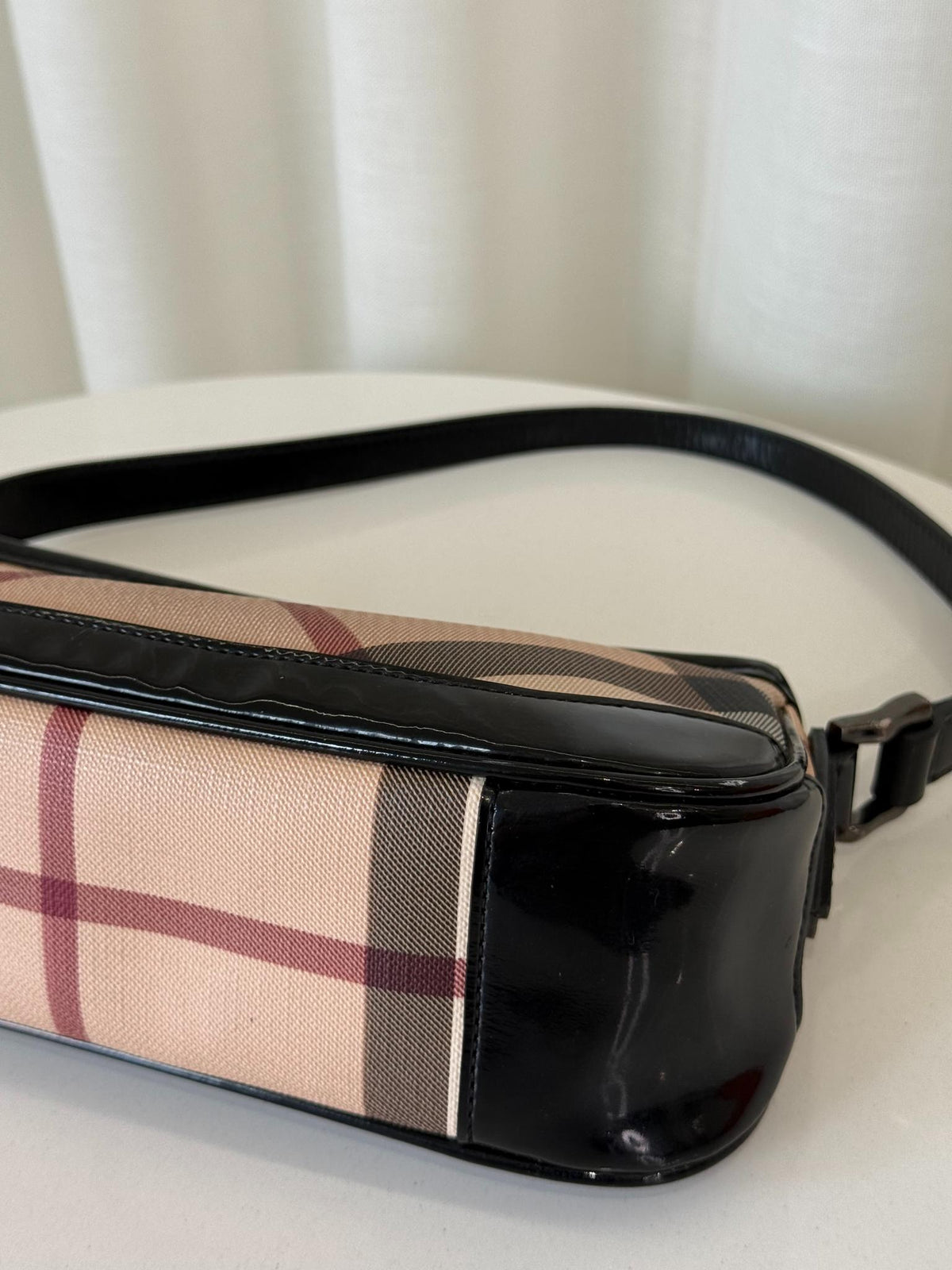 Burberry Nova Check Black Patent Leather Pochette