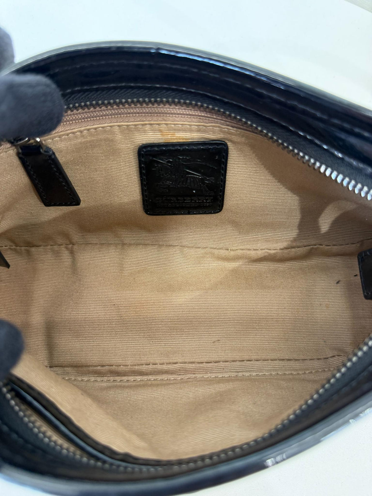 Burberry Nova Check Black Patent Leather Pochette