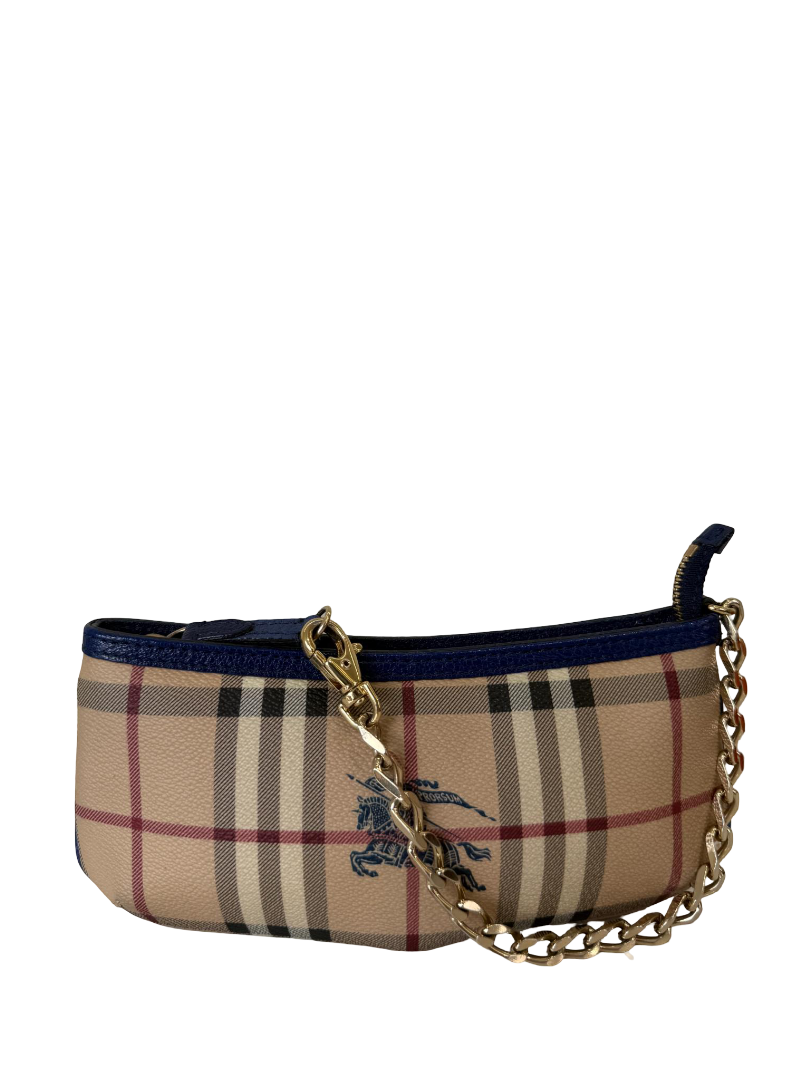 Burberry Anabel Pochette Beige/Navy Haymarket Check Coated Canvas