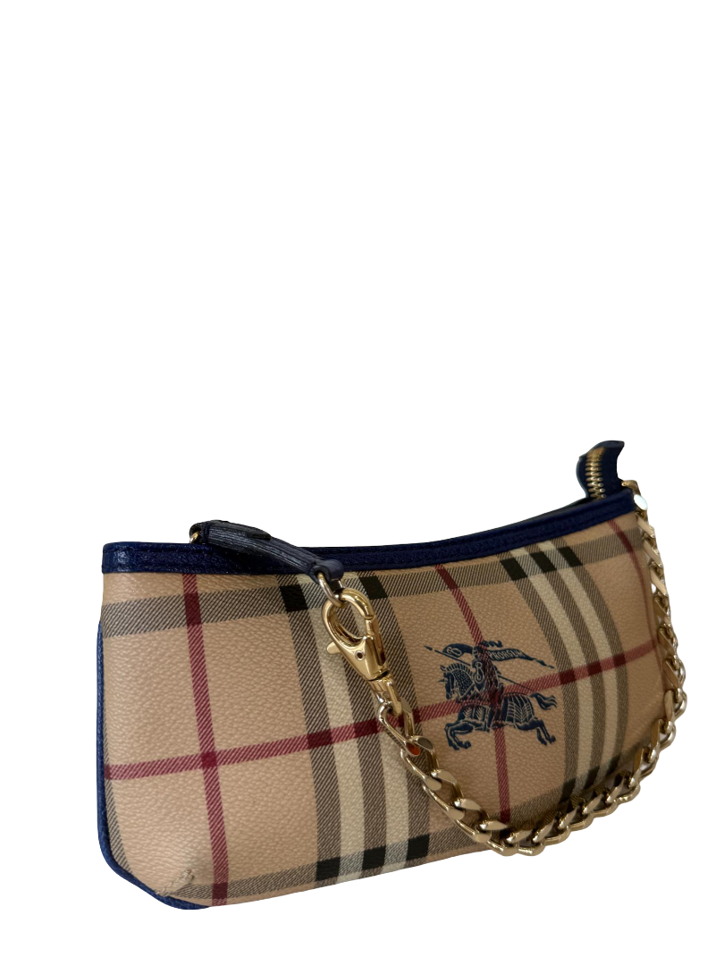 Burberry Anabel Pochette Beige/Navy Haymarket Check Coated Canvas