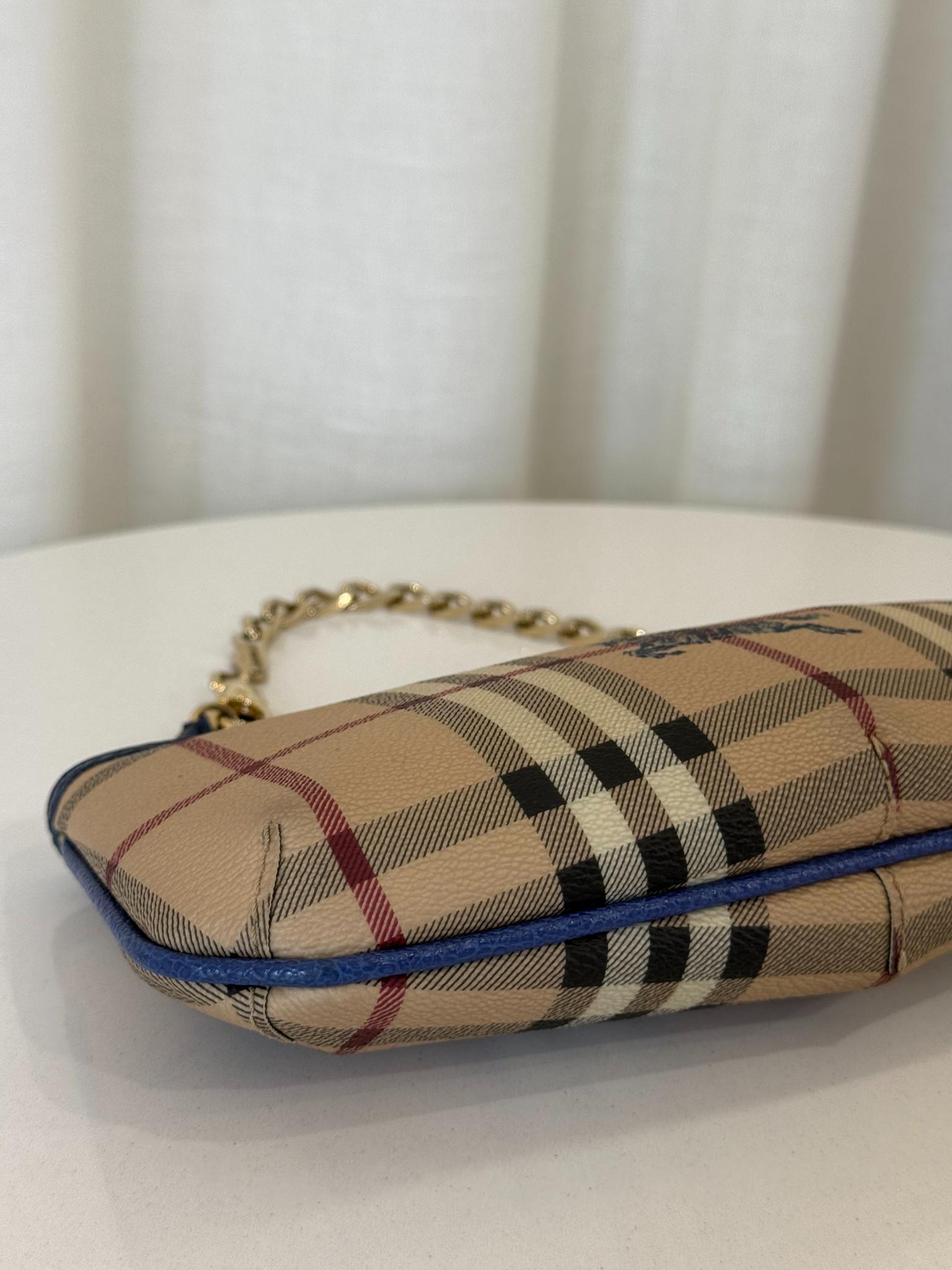 Burberry Anabel Pochette Beige/Navy Haymarket Check Coated Canvas