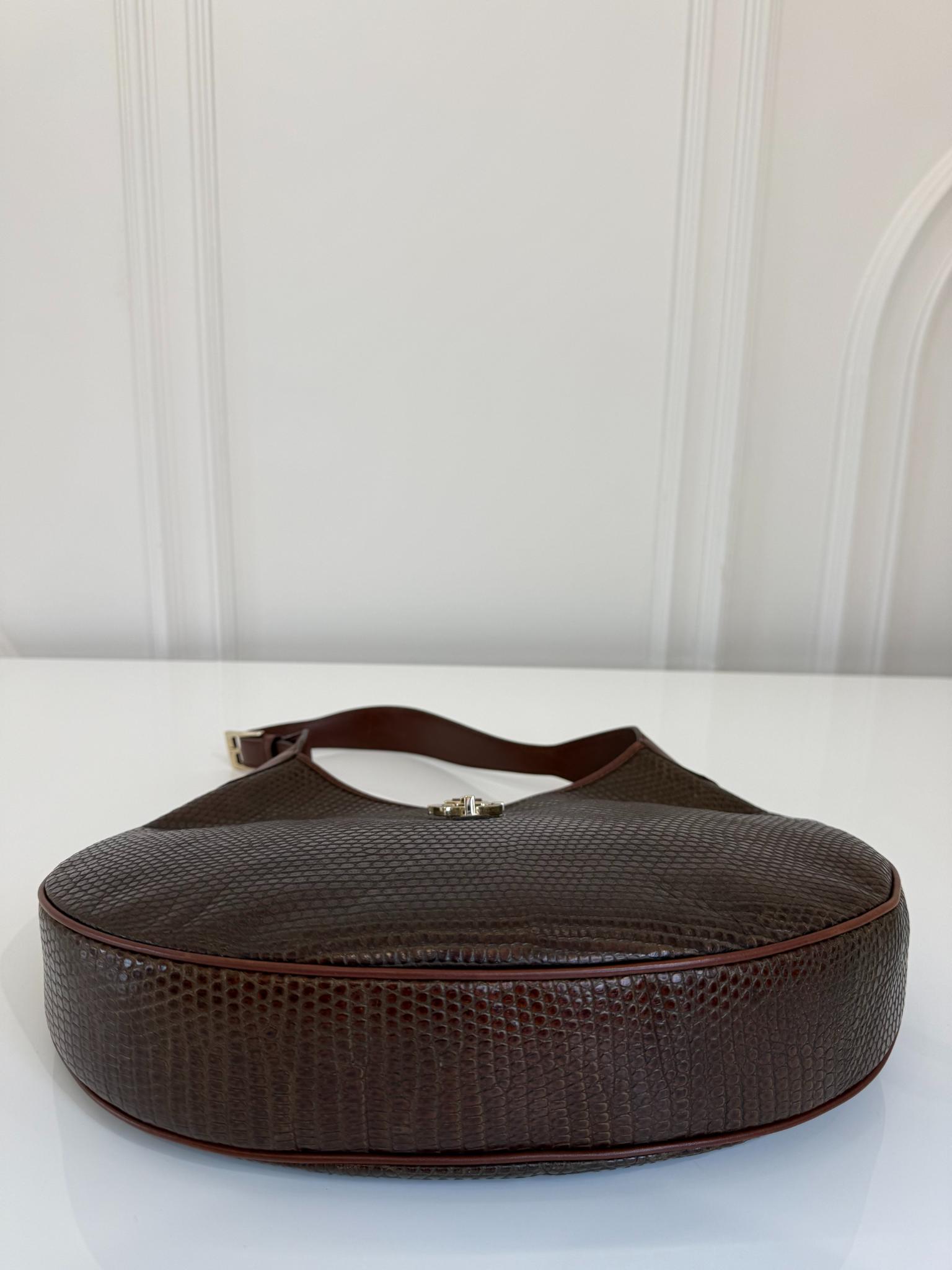 Salvatore Ferragamo Brown Leather Gancini Hobo Bag
