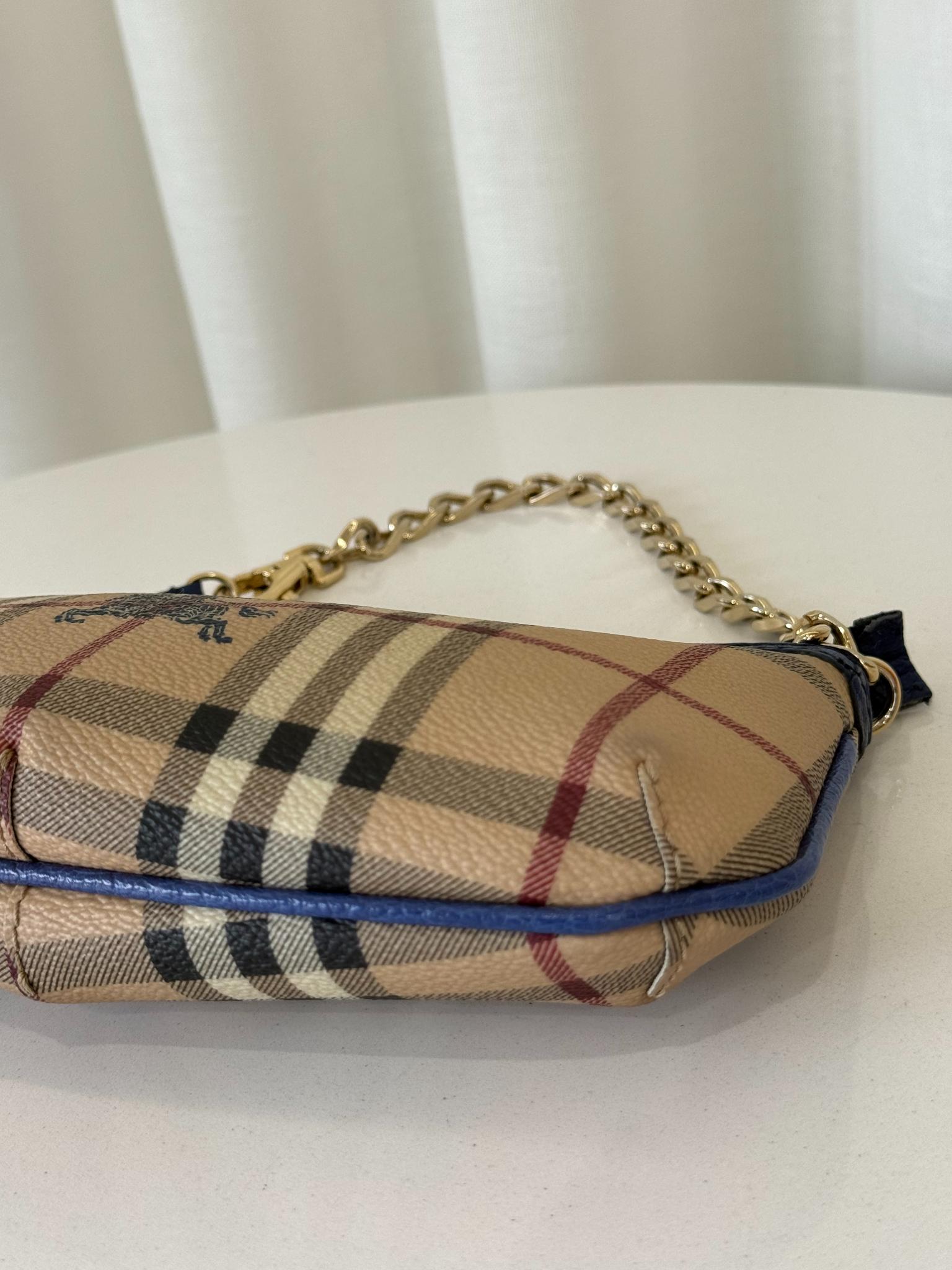 Burberry Anabel Pochette Beige/Navy Haymarket Check Coated Canvas