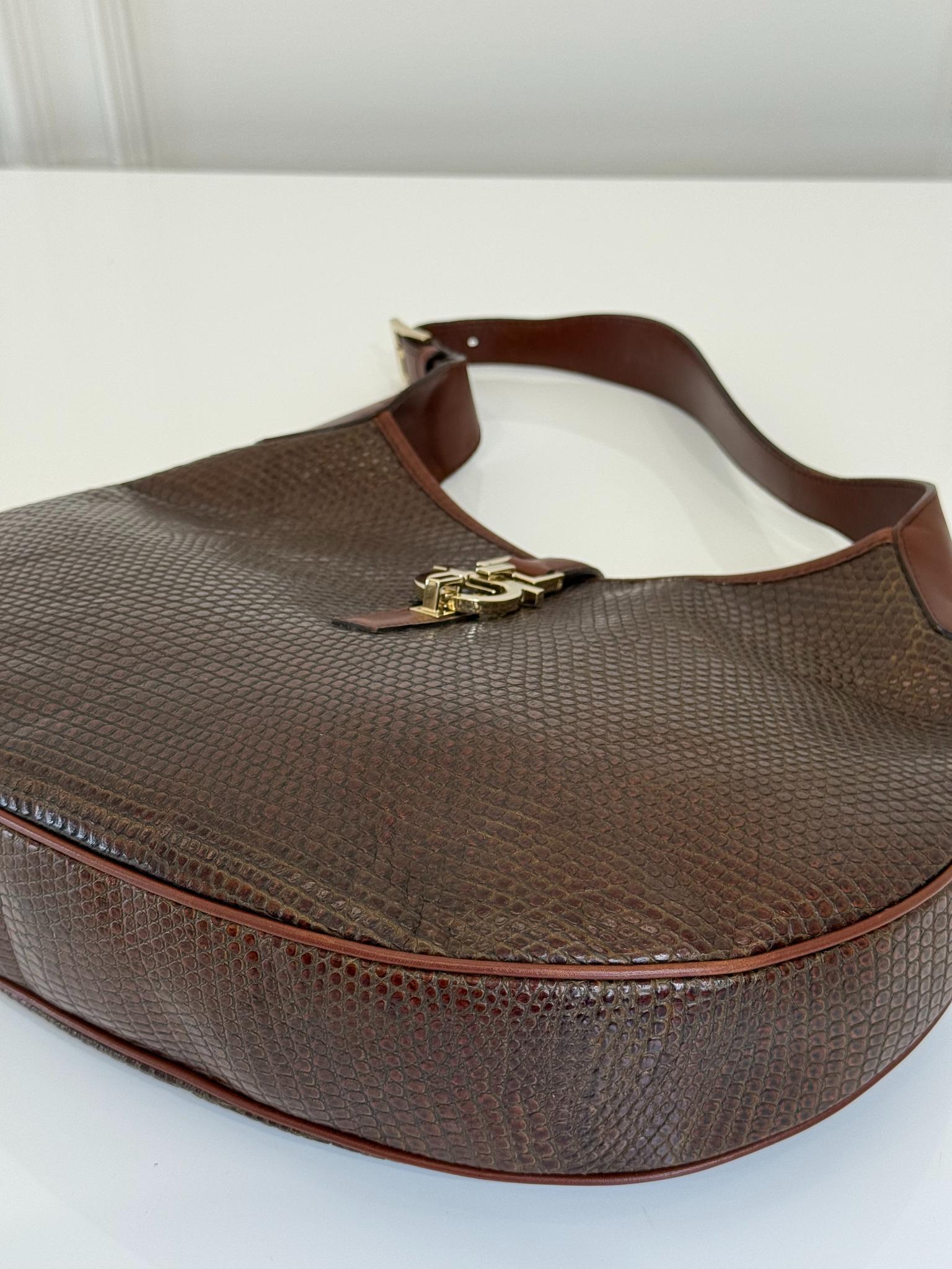 Salvatore Ferragamo Brown Leather Gancini Hobo Bag