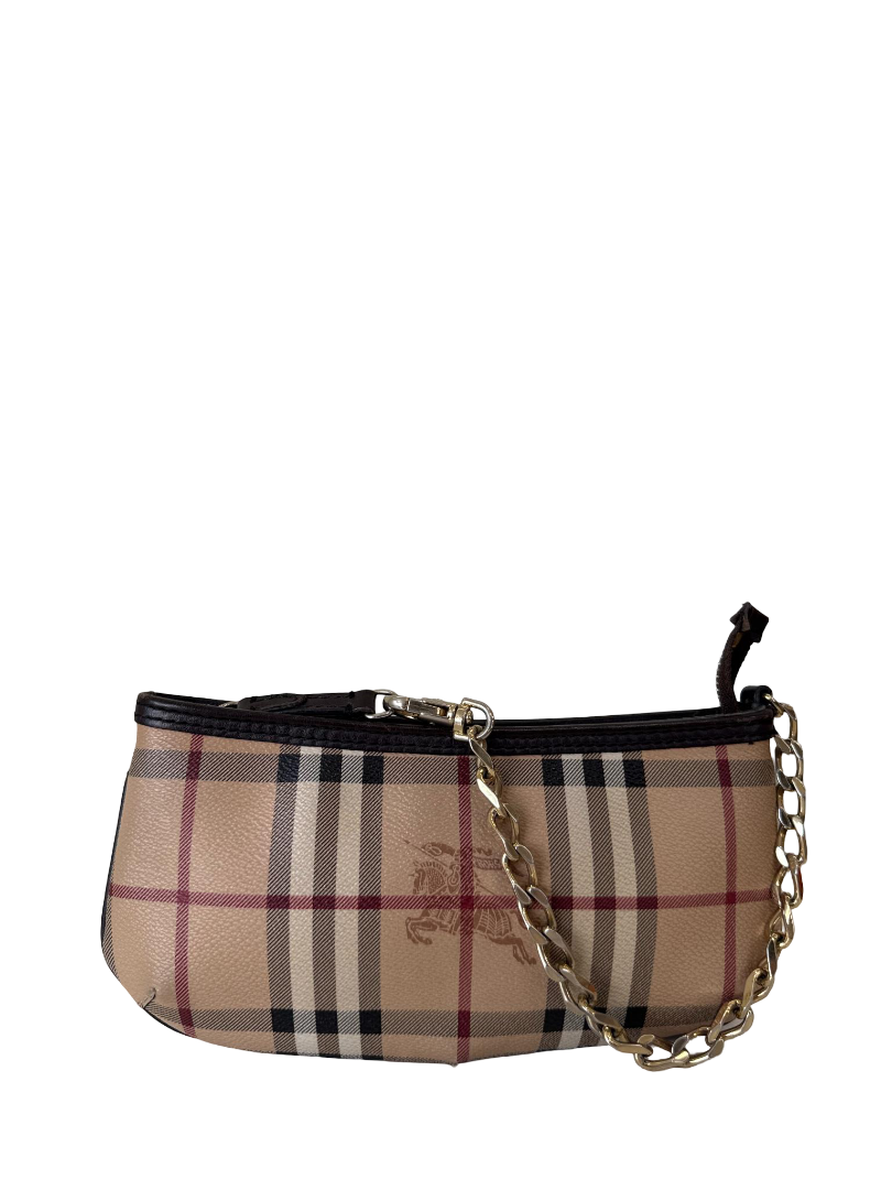Burberry Anabel Pochette Chocolate Haymarket Check Coated Canvas