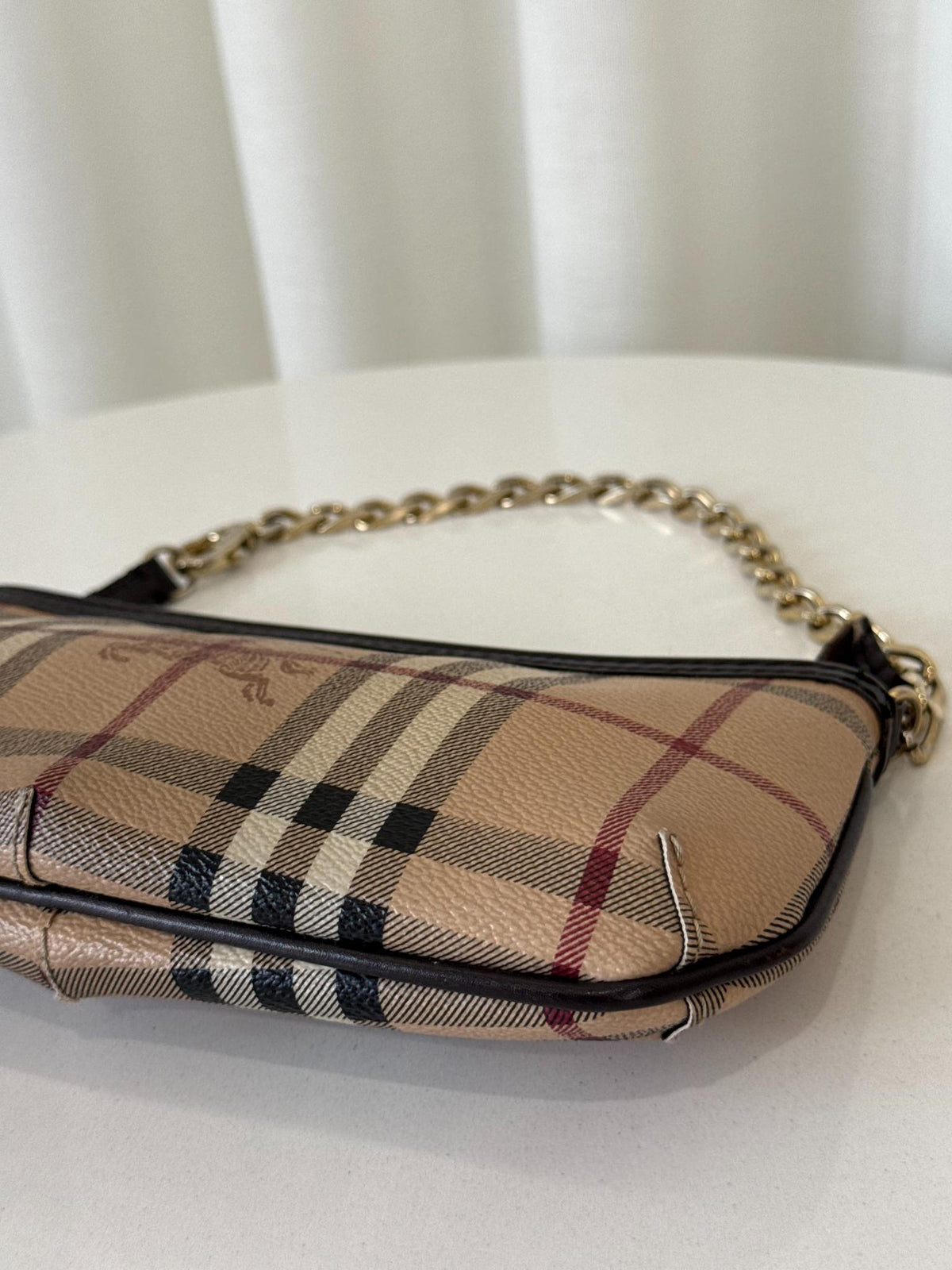 Burberry Anabel Pochette Chocolate Haymarket Check Coated Canvas