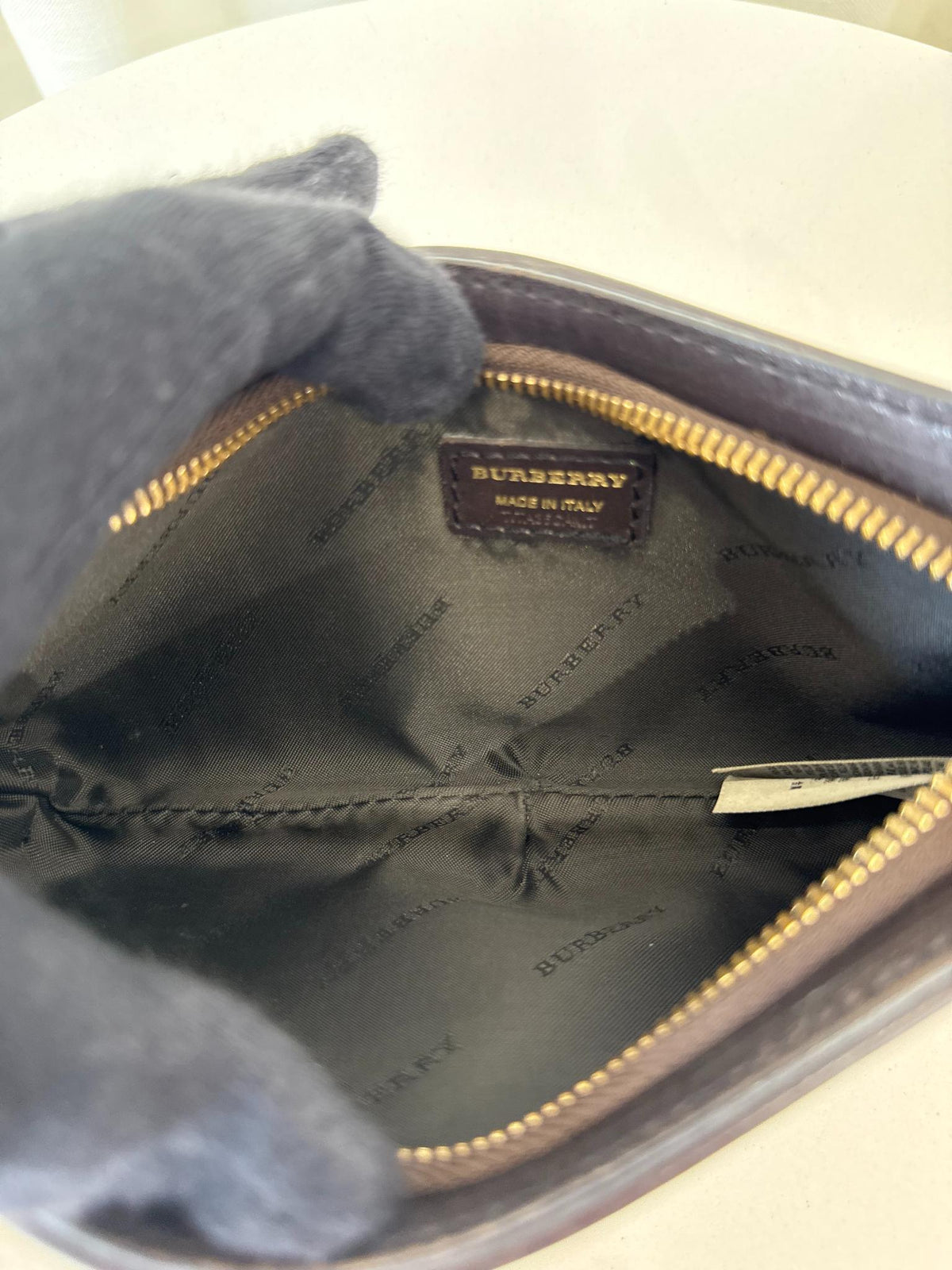 Burberry Anabel Pochette Chocolate Haymarket Check Coated Canvas
