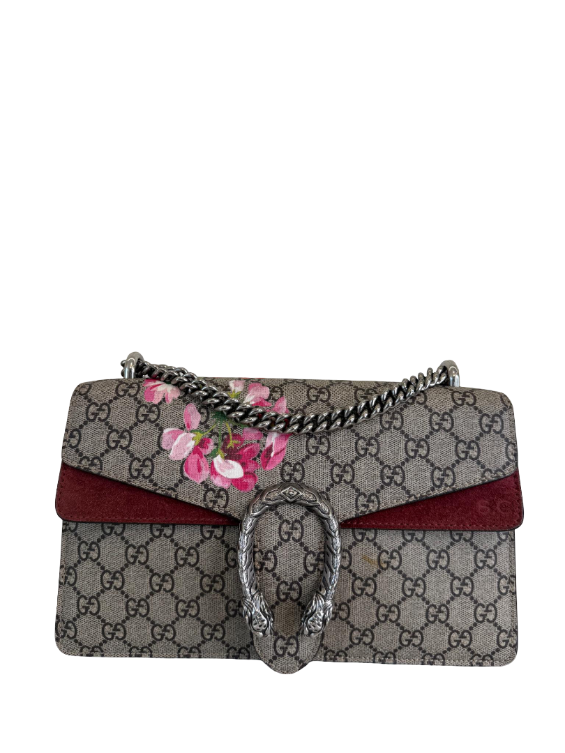 Gucci Beige/Pink GG Supreme Blooms Medium Dionysus Shoulder Bag