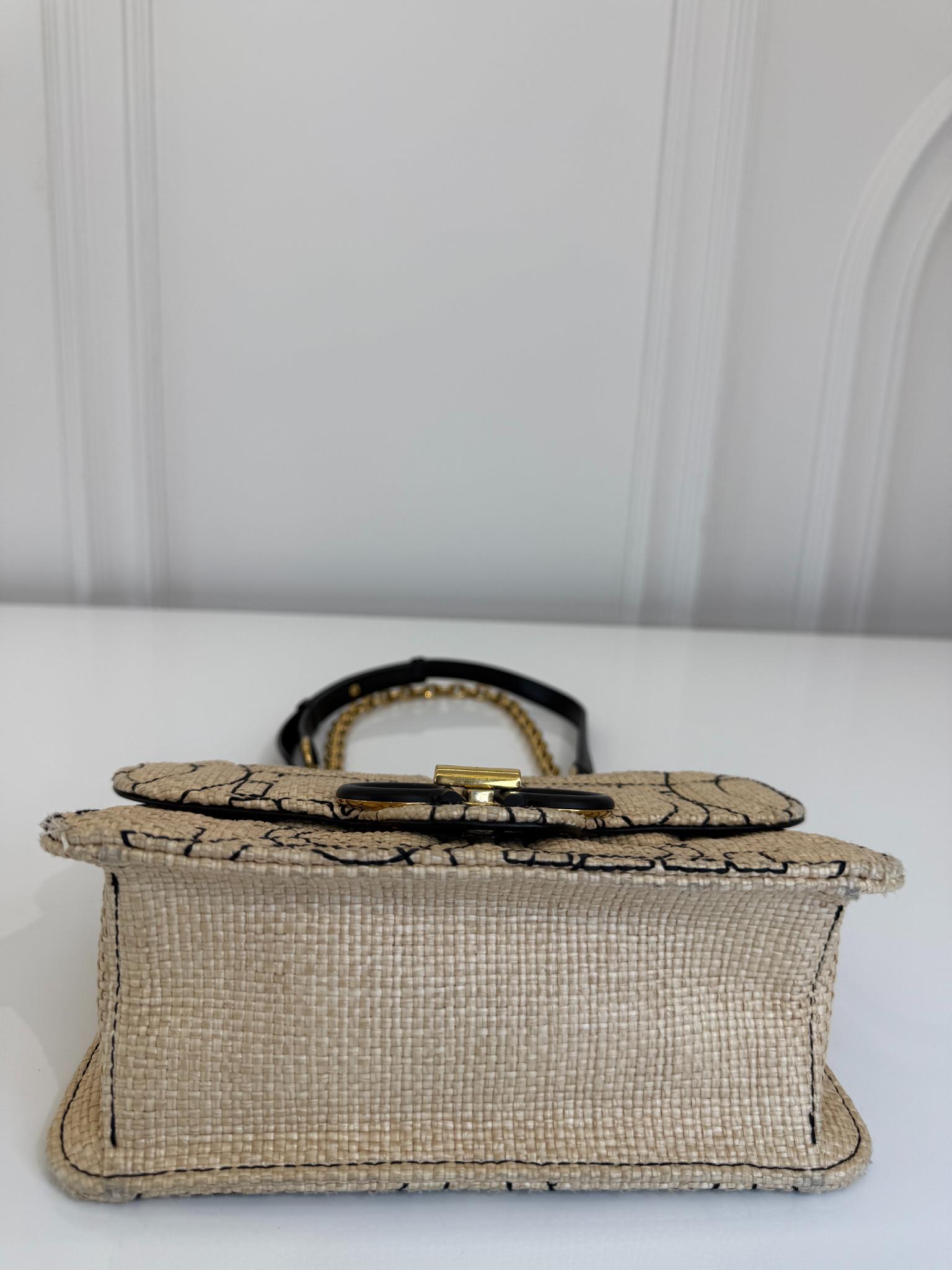 Salvatore Ferragamo Gancini Woven Raffia Shoulder Bag