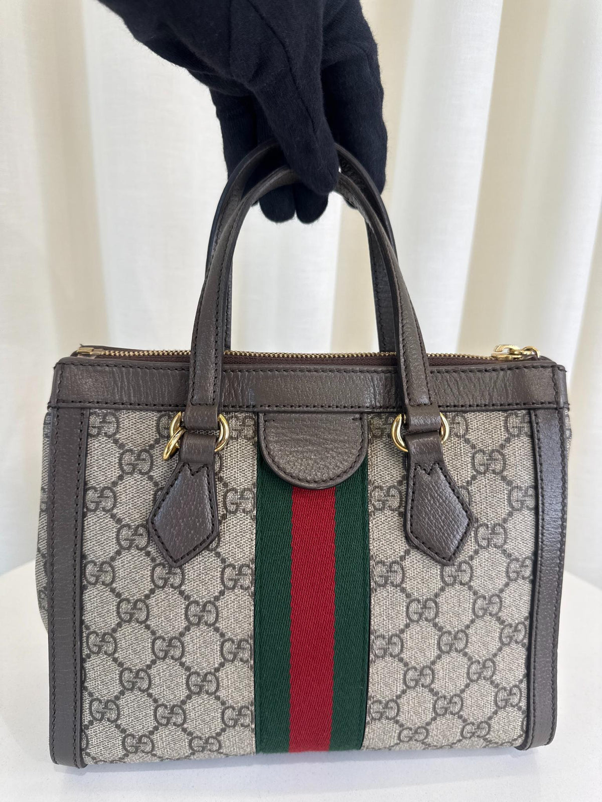 Gucci Beige/Ebony GG Supreme Ophidia Small Tote Bag