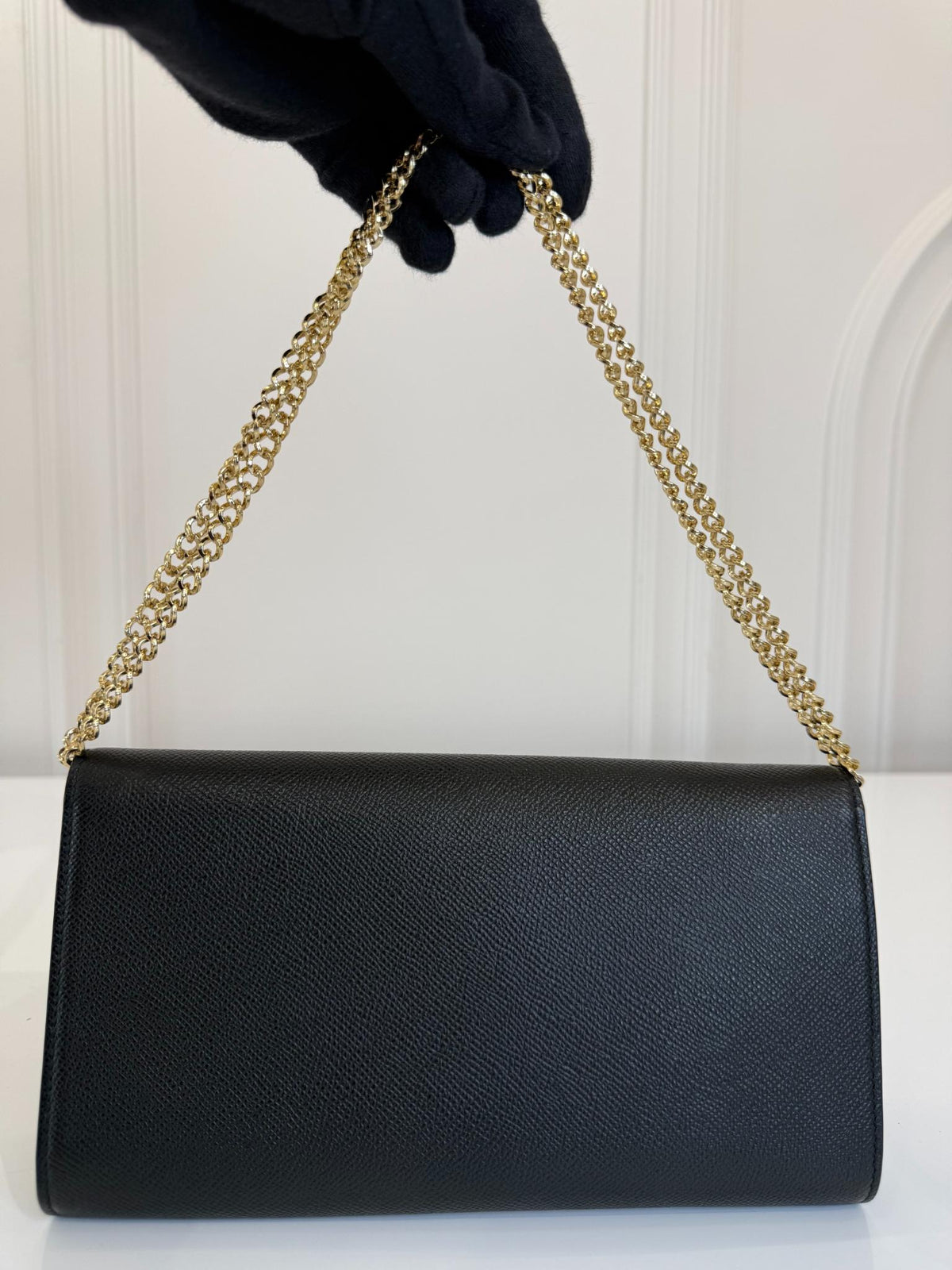 Salvatore Ferragamo Vara Bow Black Leather Wallet on Chain