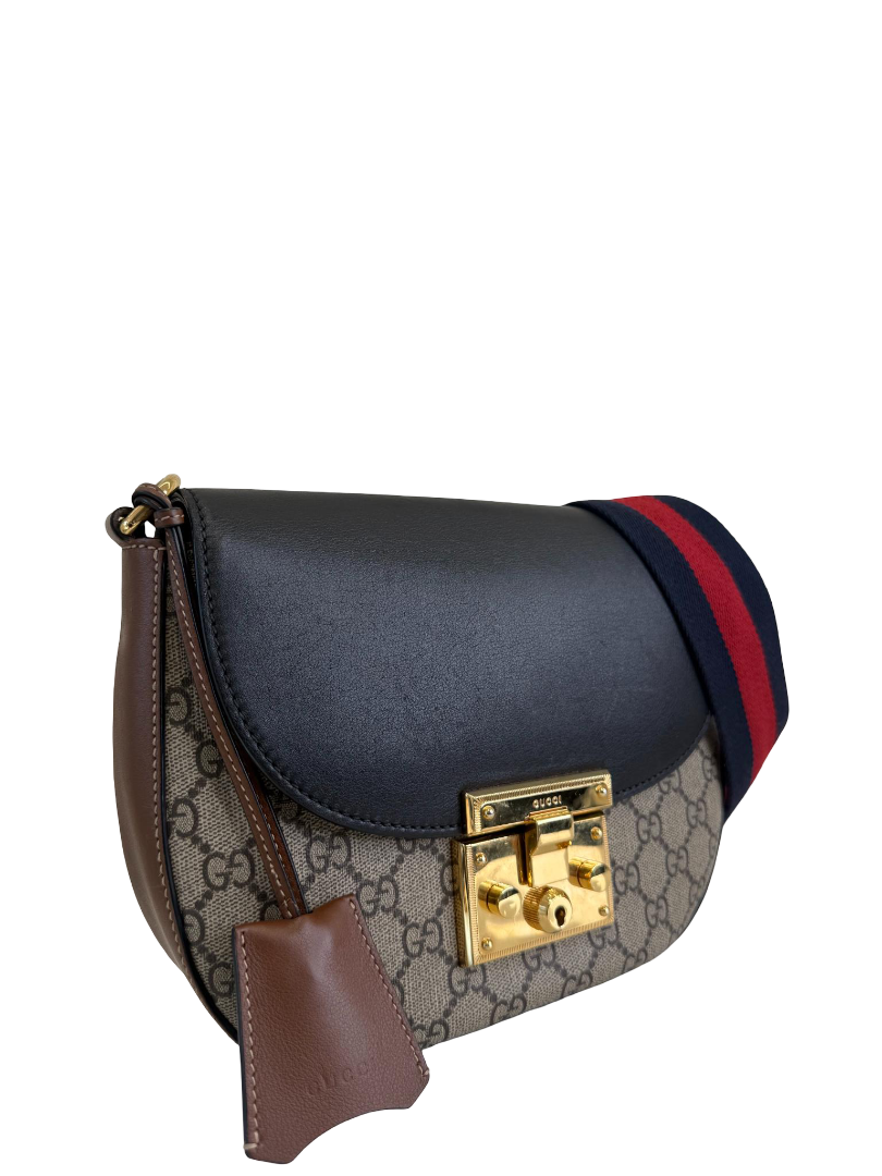 Gucci Beige GG Supreme Coated Canvas Padlock Crossbody Bag