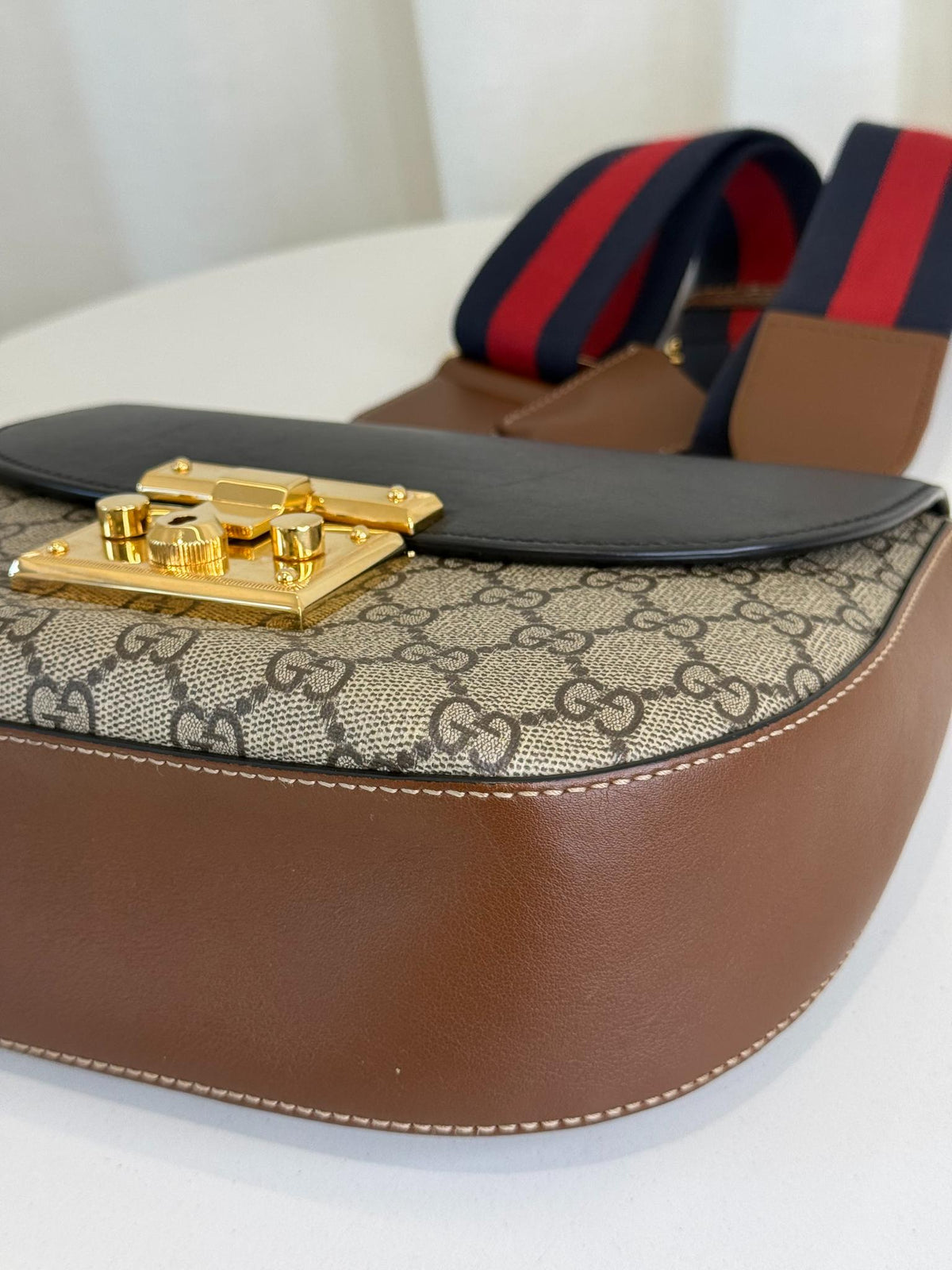 Gucci Beige GG Supreme Coated Canvas Padlock Crossbody Bag