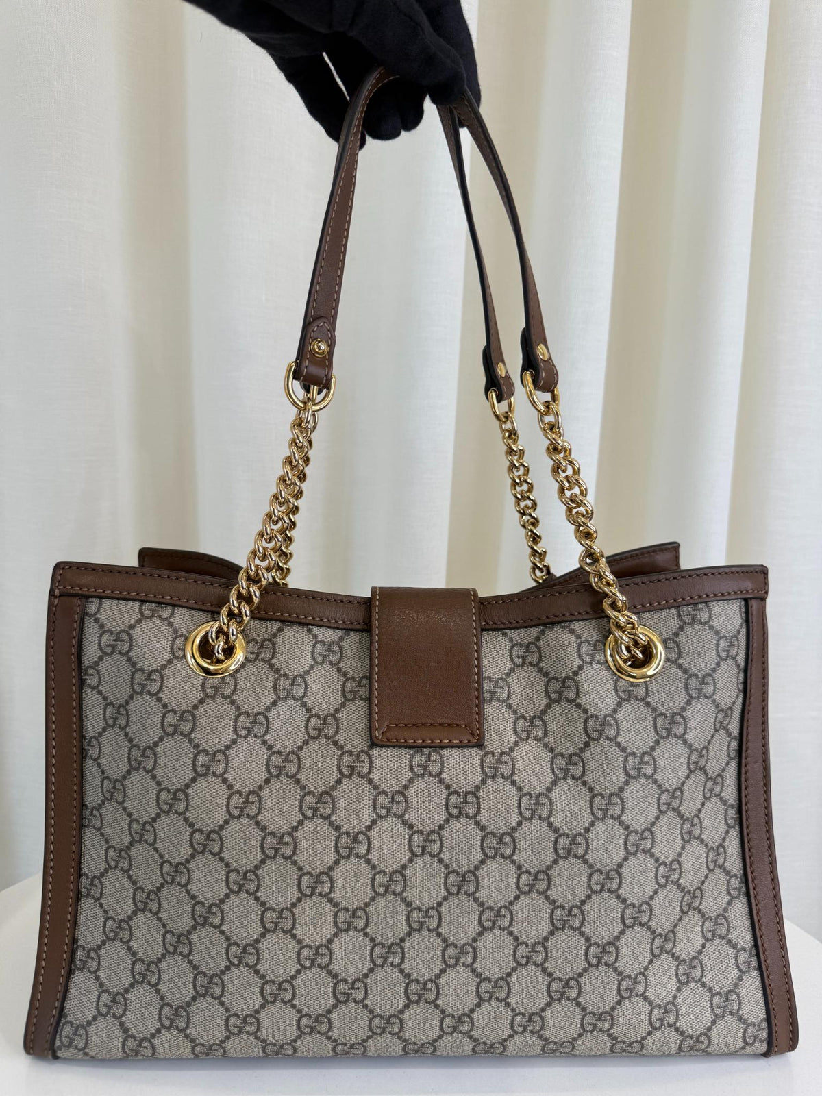 Gucci Beige/Ebony GG Supreme Padlock Medium Shoulder Bag