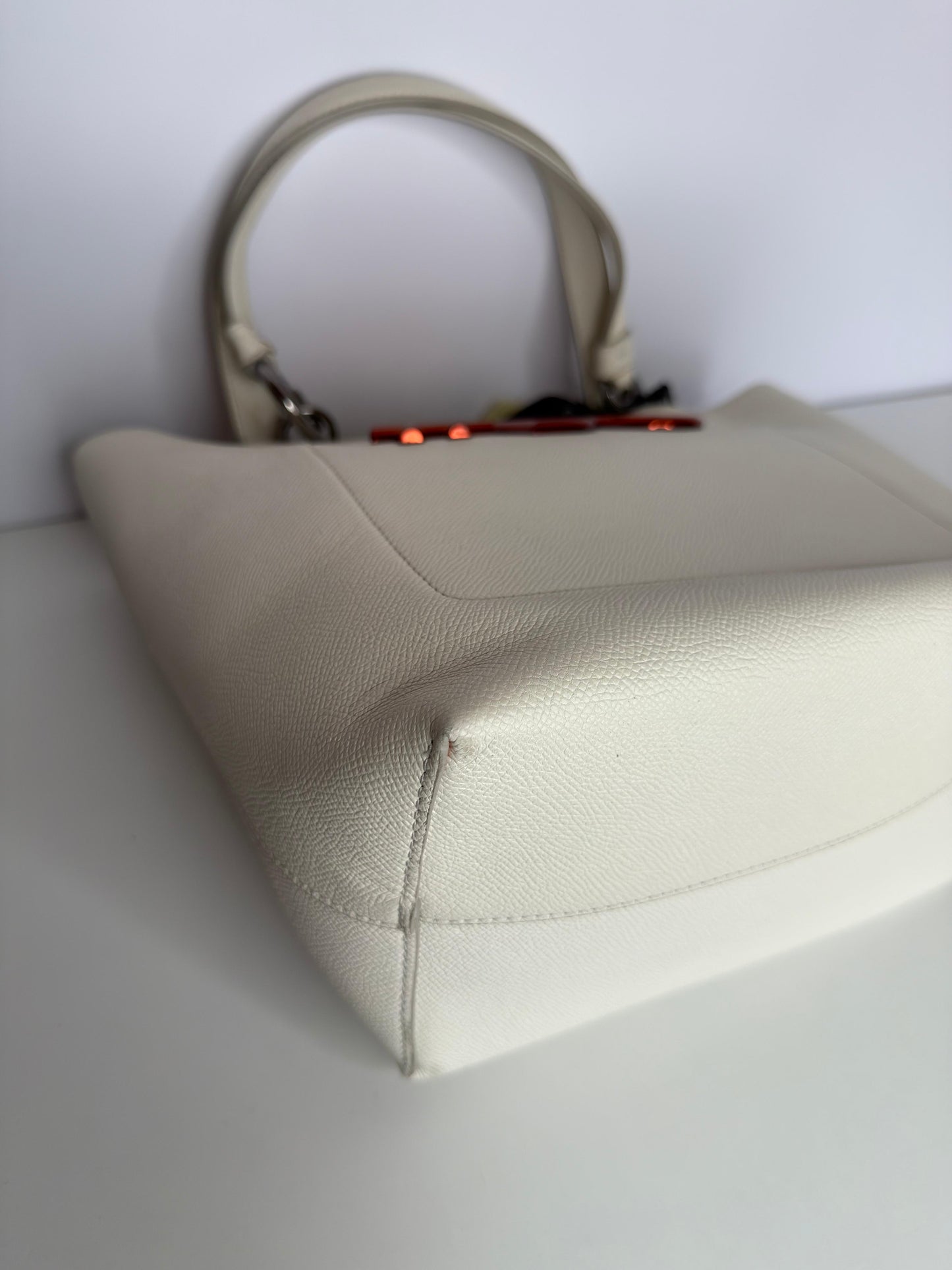 Dolce Gabbana White Leather #DG Beatrice Tote Bag