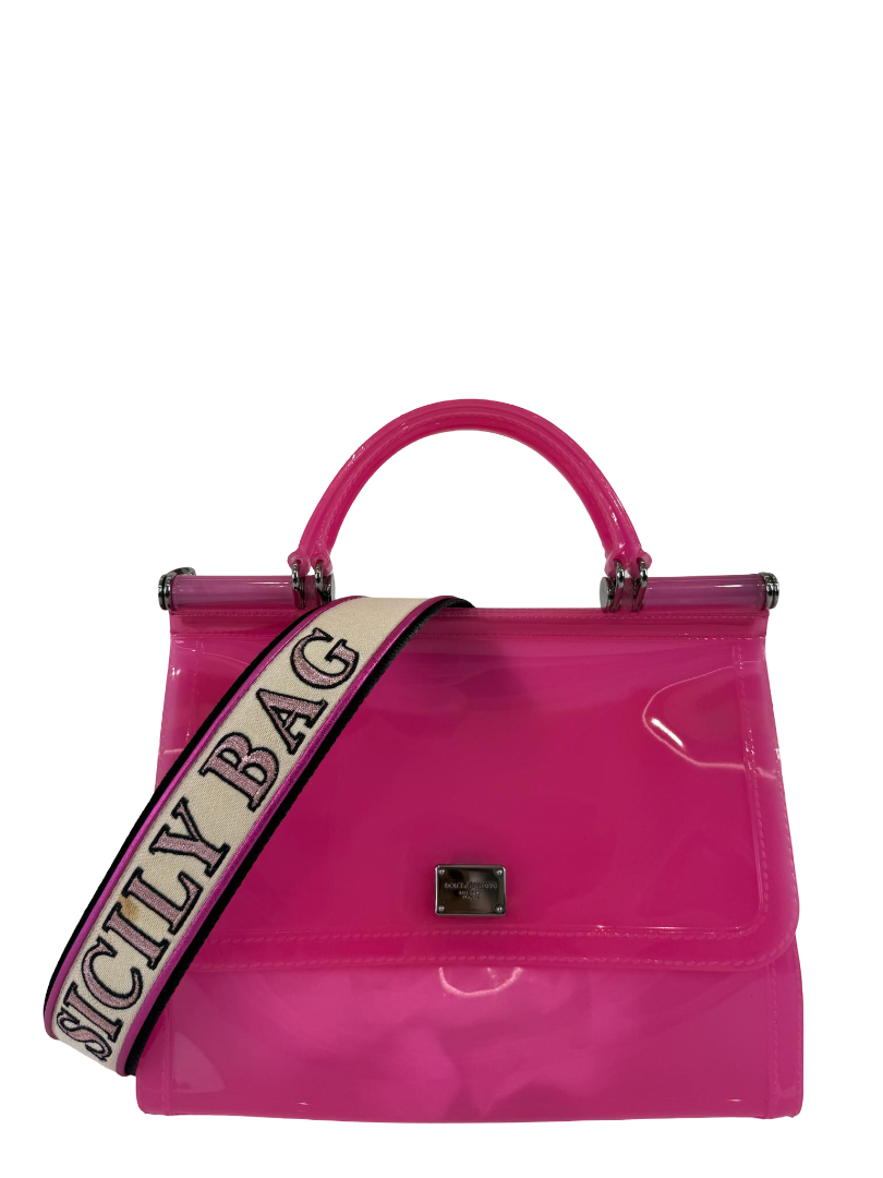 Dolce Gabbana Medium Miss Sicily Pink Rubber Handbag