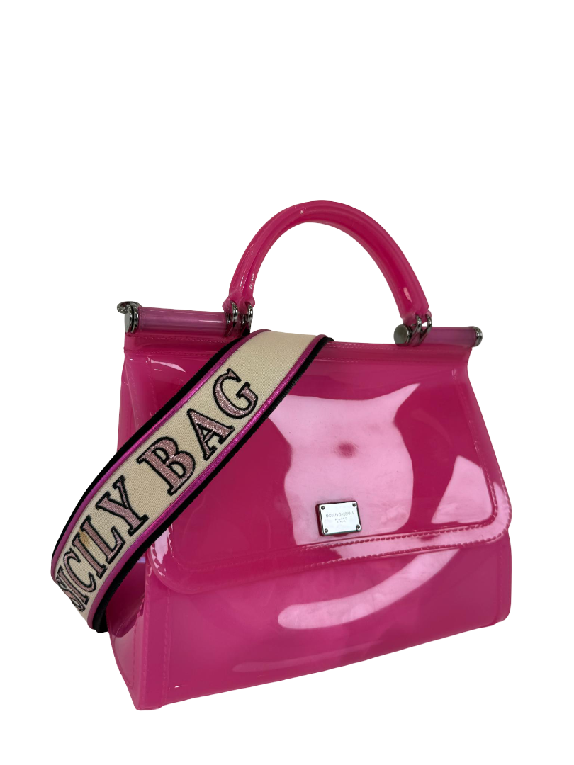 Dolce Gabbana Medium Miss Sicily Pink Rubber Handbag