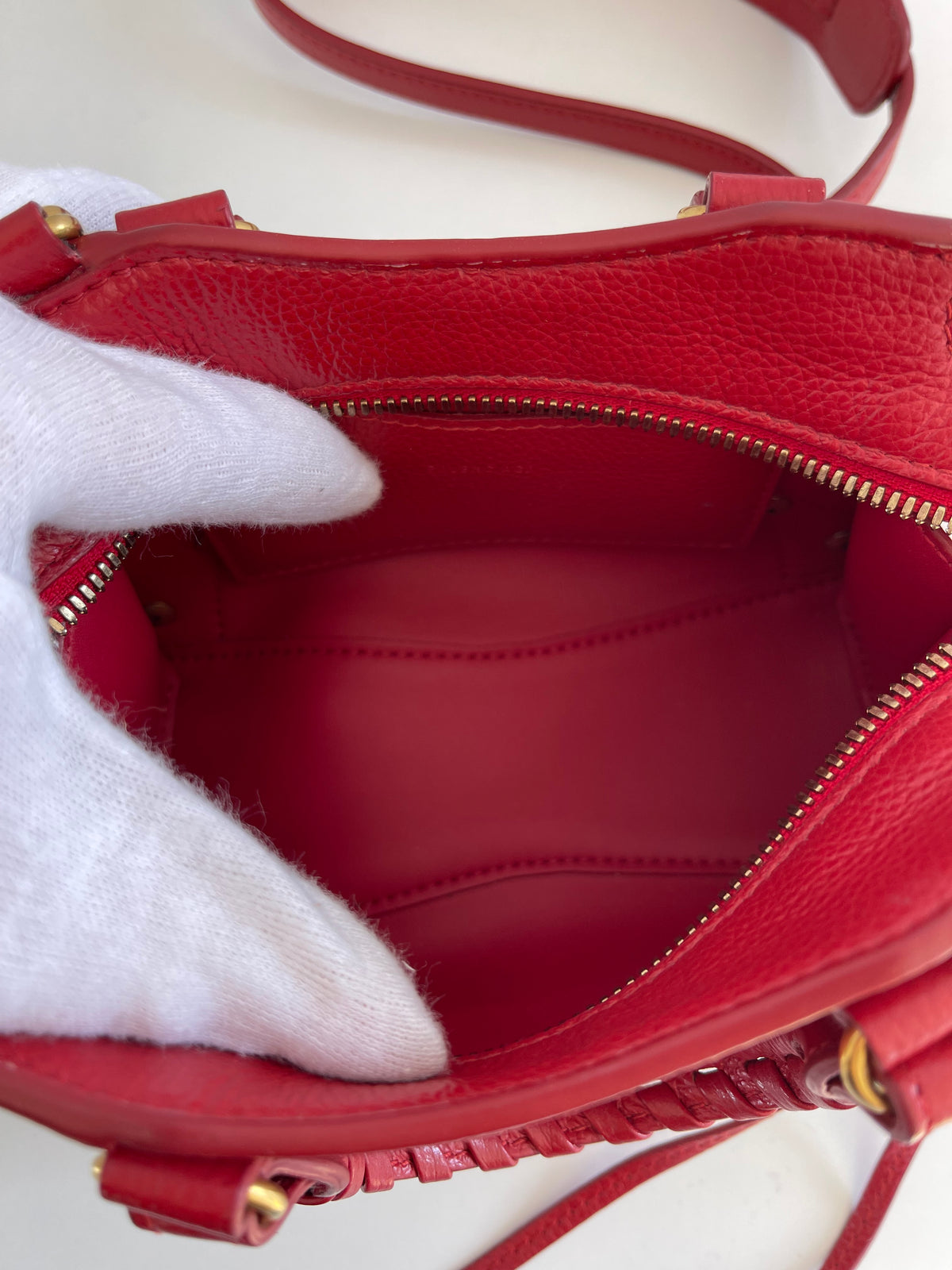 Balenciaga Red Grained Calfskin Leather Neo Classic Nano City Bag