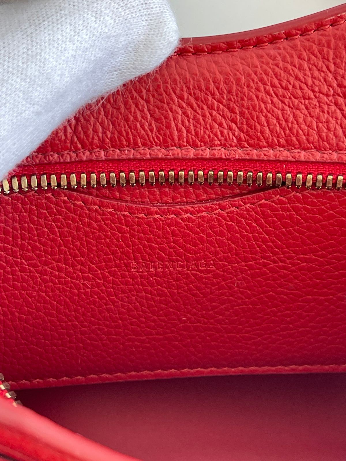 Balenciaga Red Grained Calfskin Leather Neo Classic Nano City Bag