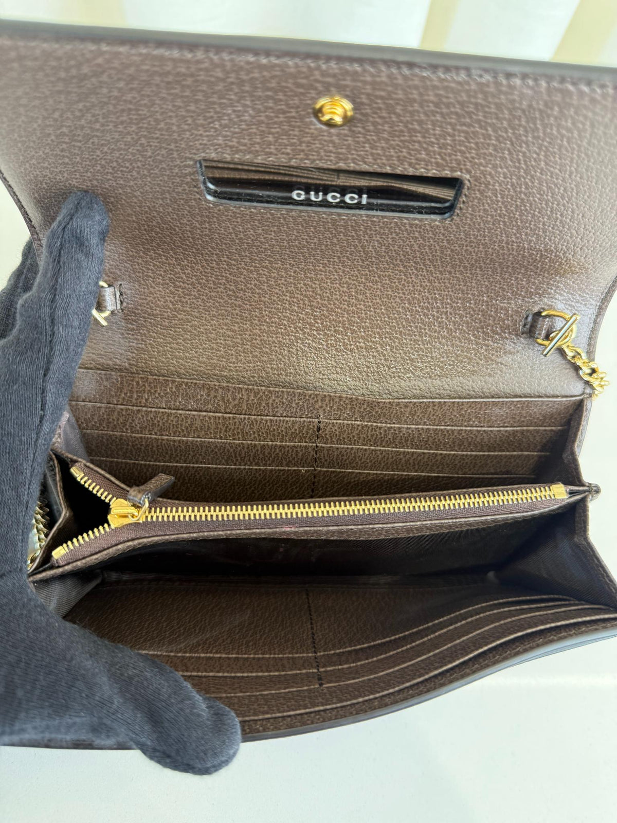 Gucci Ophidia Beige/Brown Wallet on Chain