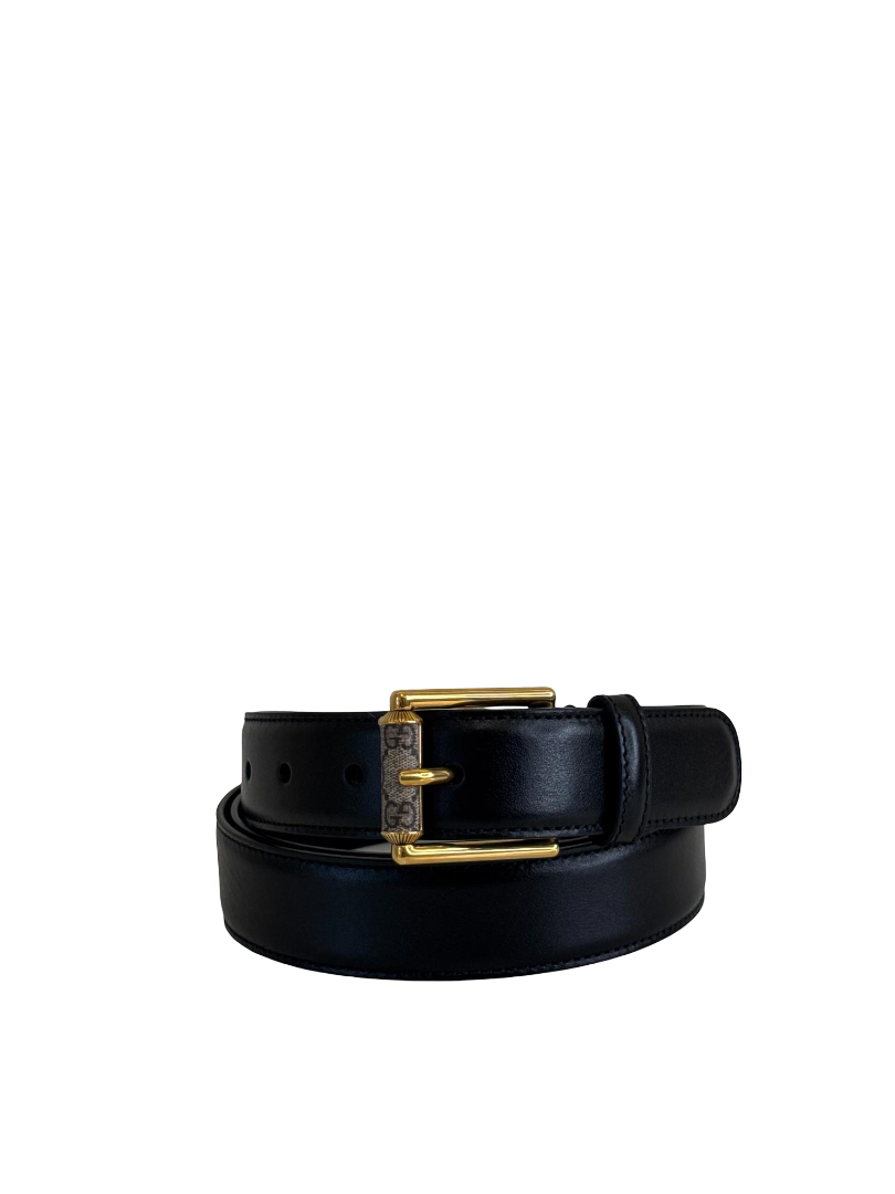 Gucci Men's Plutone GG Rectangular Monogram Leather Single Buckle Belt