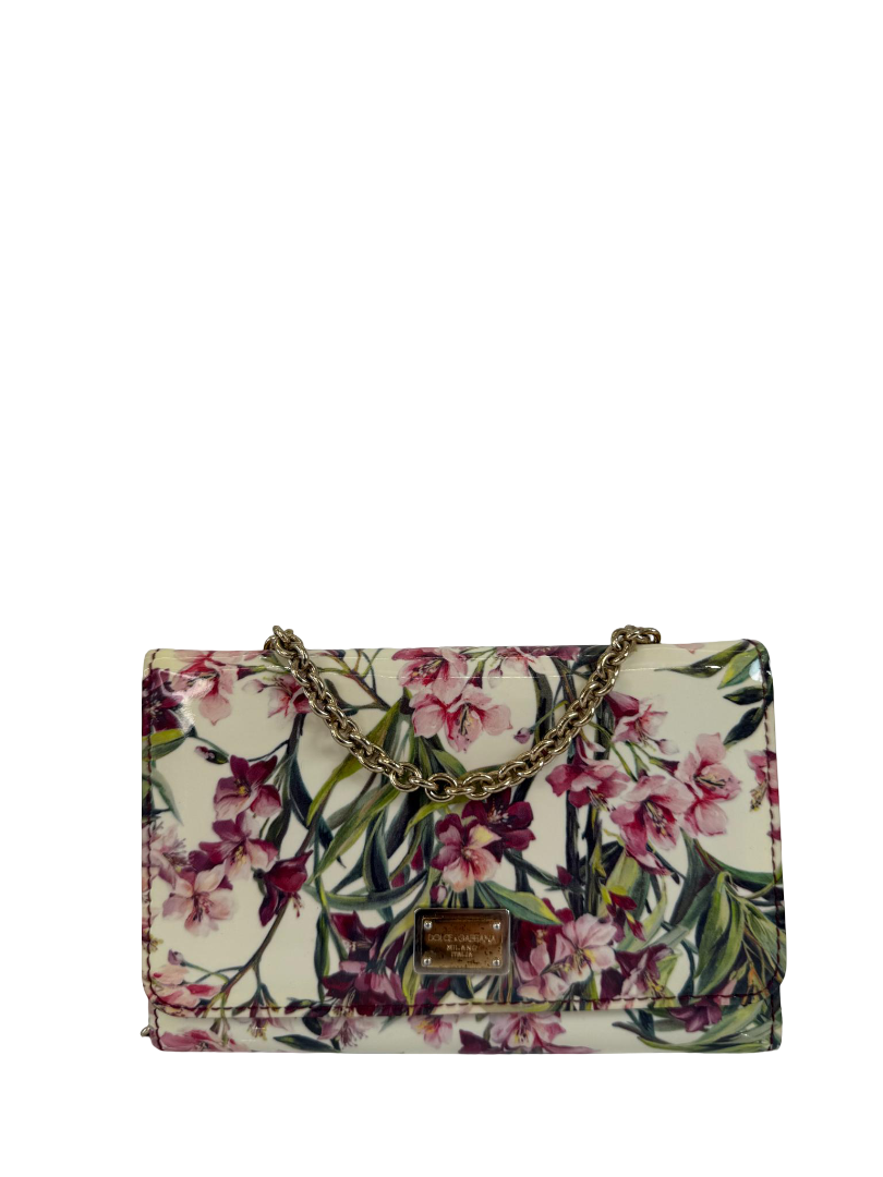 Dolce Gabbana Sicily Von Bag Patent Leather Floral Print