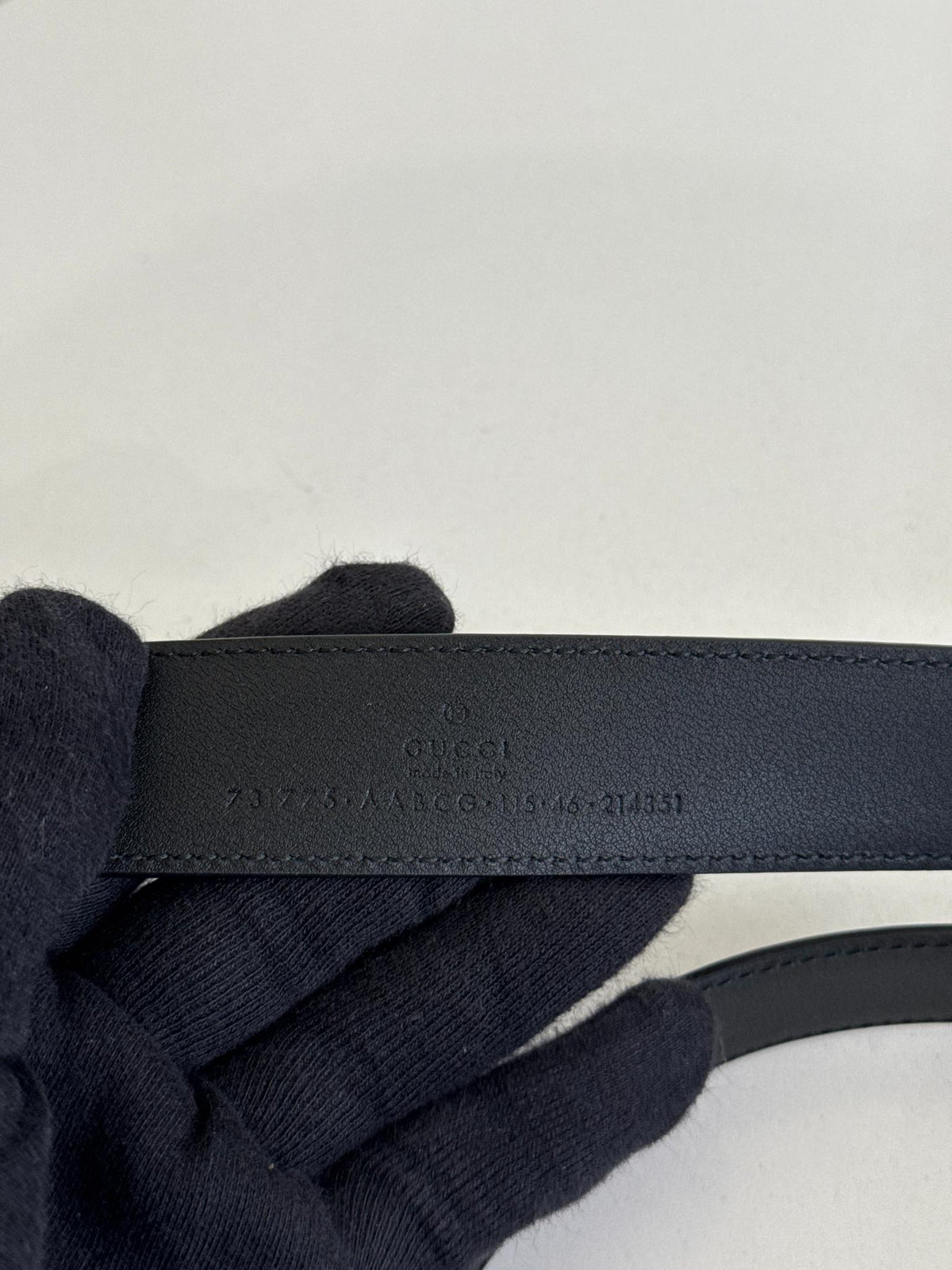 Gucci Men's Plutone GG Rectangular Monogram Leather Single Buckle Belt