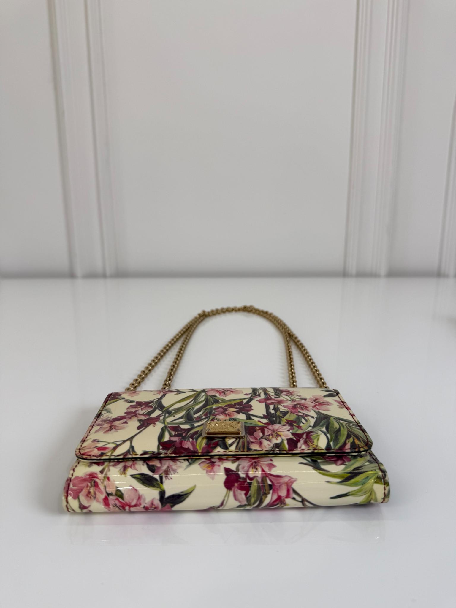 Dolce Gabbana Sicily Von Bag Patent Leather Floral Print