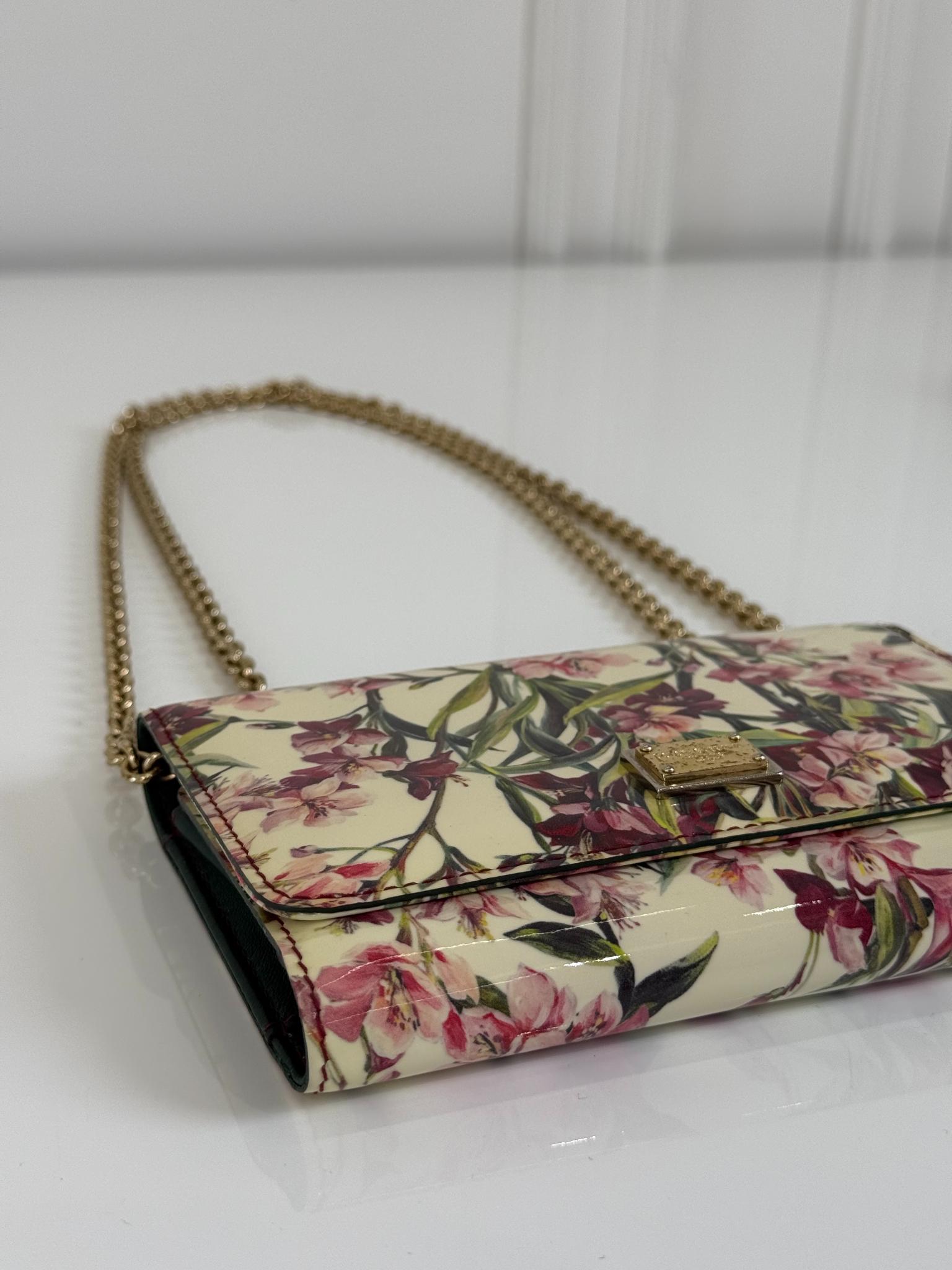 Dolce Gabbana Sicily Von Bag Patent Leather Floral Print