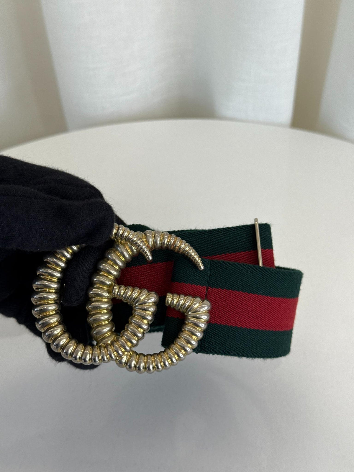 Gucci Web Torchon Double G Buckle Elastic Bel