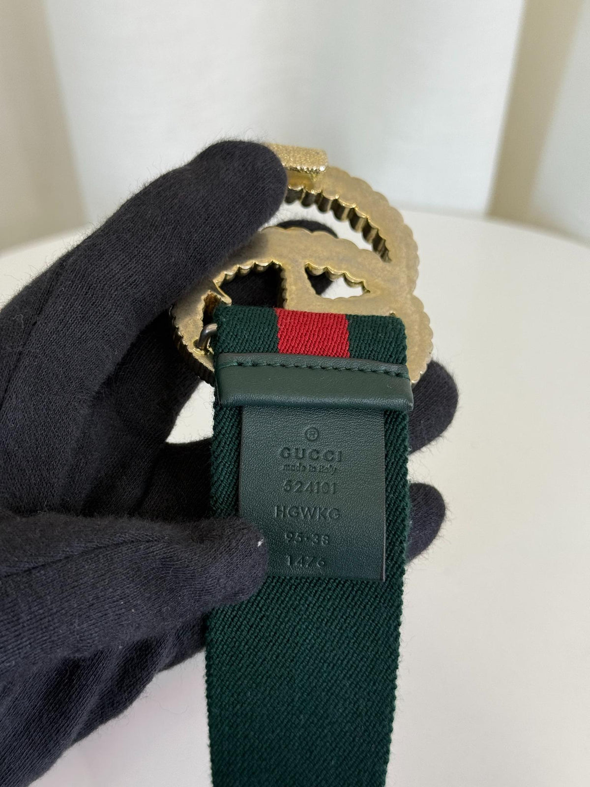 Gucci Web Torchon Double G Buckle Elastic Bel