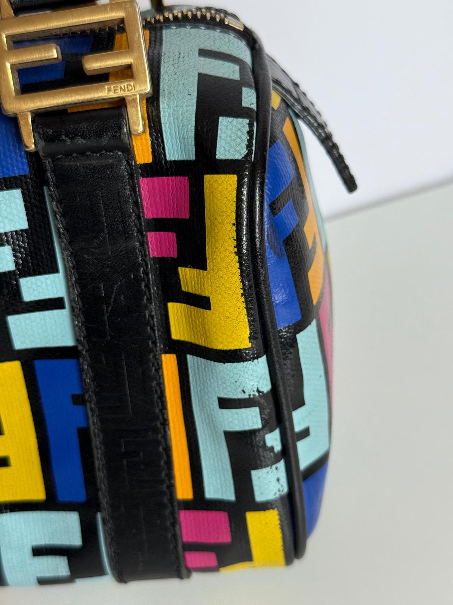 Fendi Multicolor Zucca Coated Canvas Bauletto Boston Bag