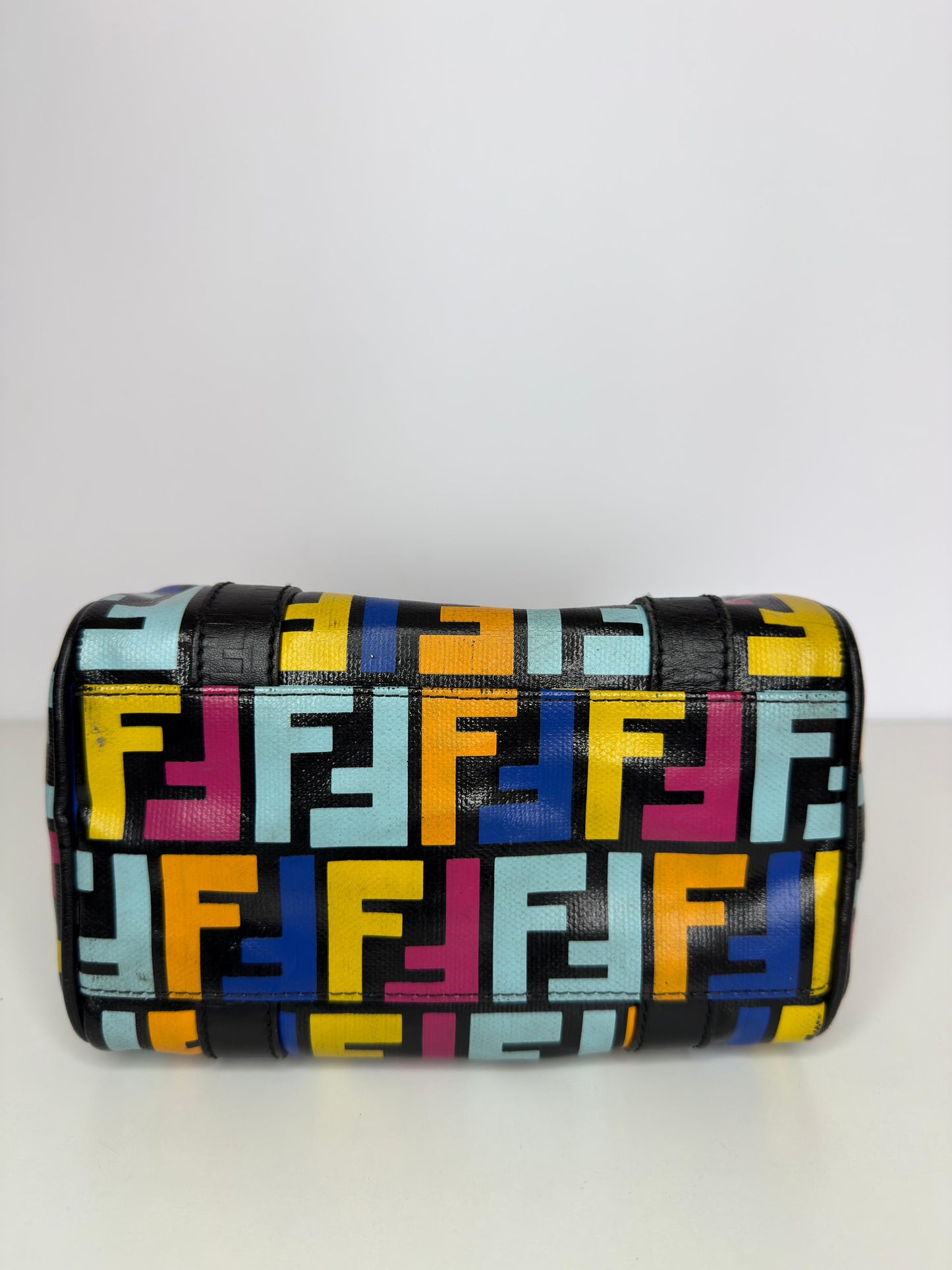 Fendi Multicolor Zucca Coated Canvas Bauletto Boston Bag