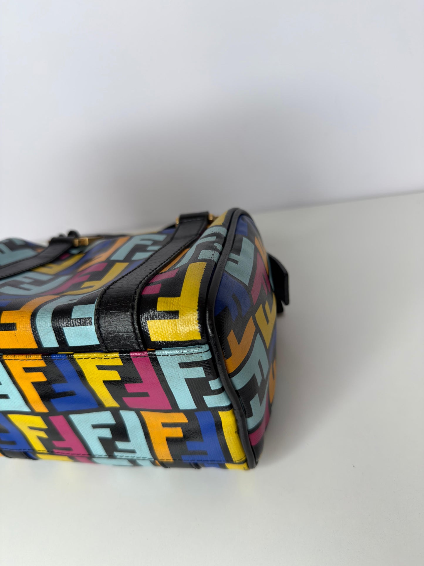 Fendi Multicolor Zucca Coated Canvas Bauletto Boston Bag