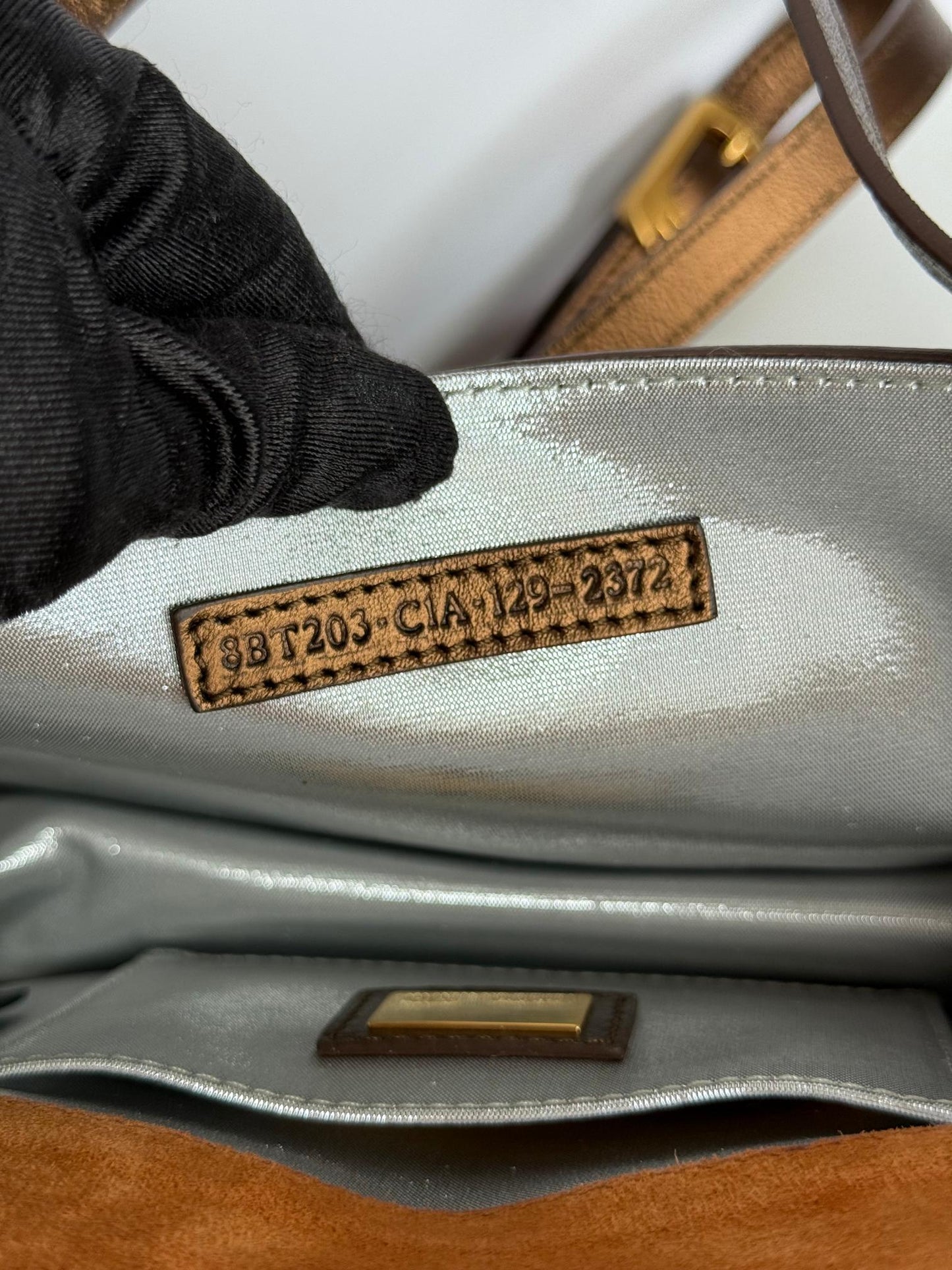 Fendi Mink-Trimmed Dark Metallic Gold Crossbody Bag