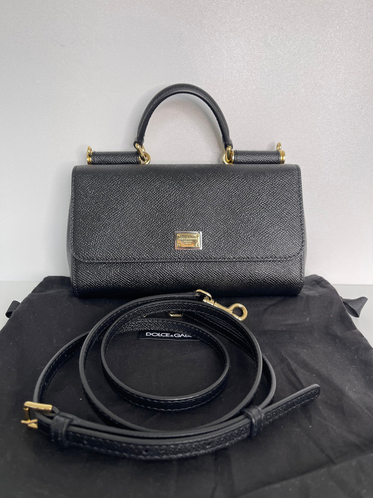 Dolce Gabbana Black Sicily Crossbody Bag