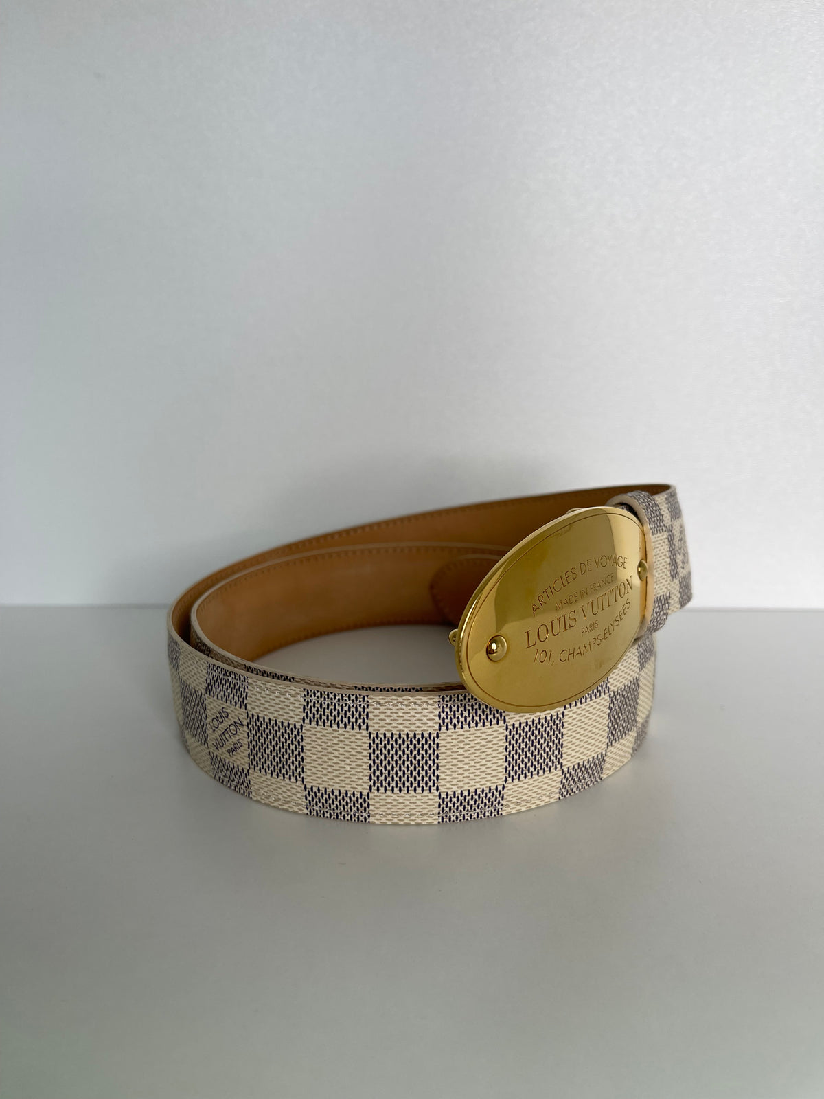 Louis Vuitton Damier Azur Canvas Voyage Belt 95/38