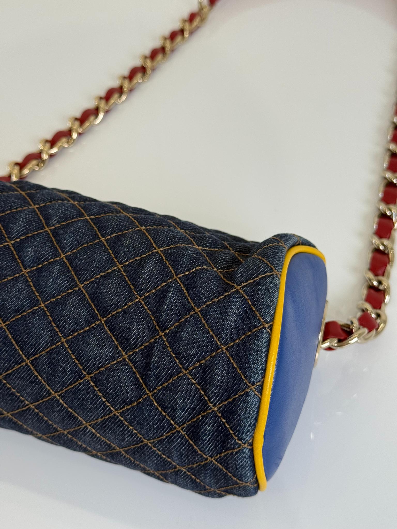 Dolce Gabbana Denim and Leather Lily Glam Shoulder Bag
