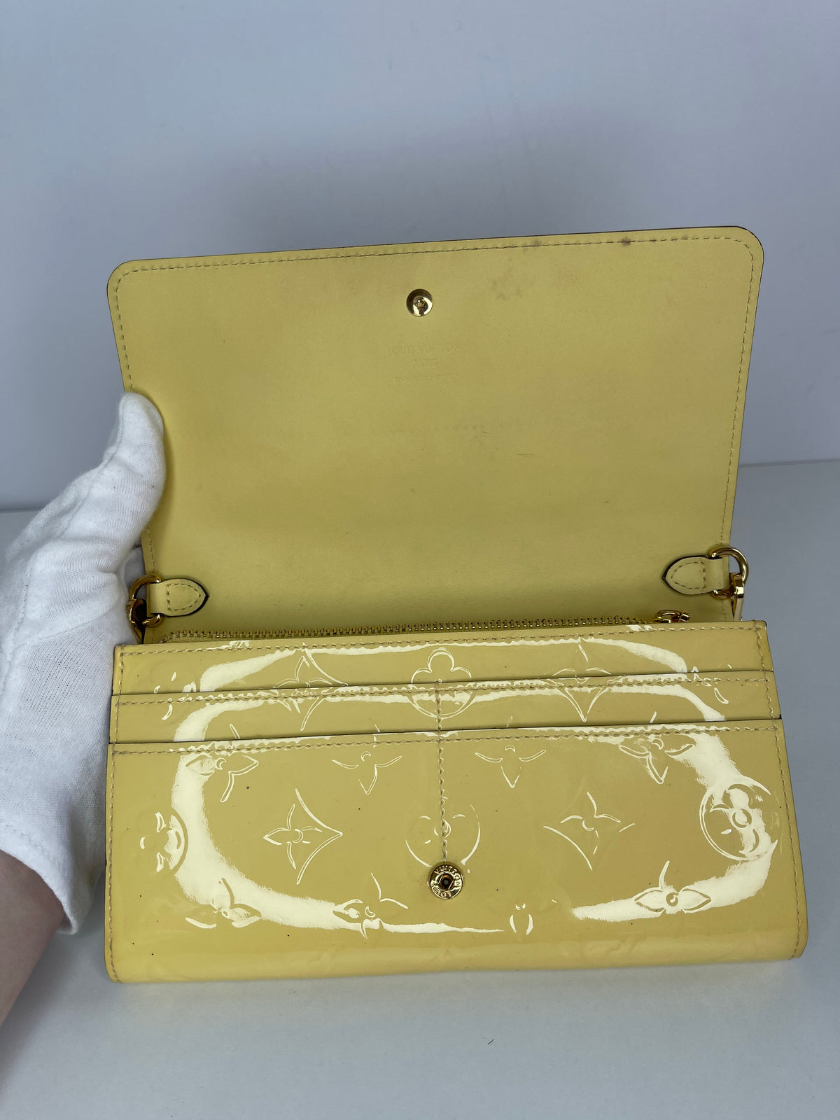 Louis Vuitton Citrine Monogram Vernis Chaine Wallet Bag