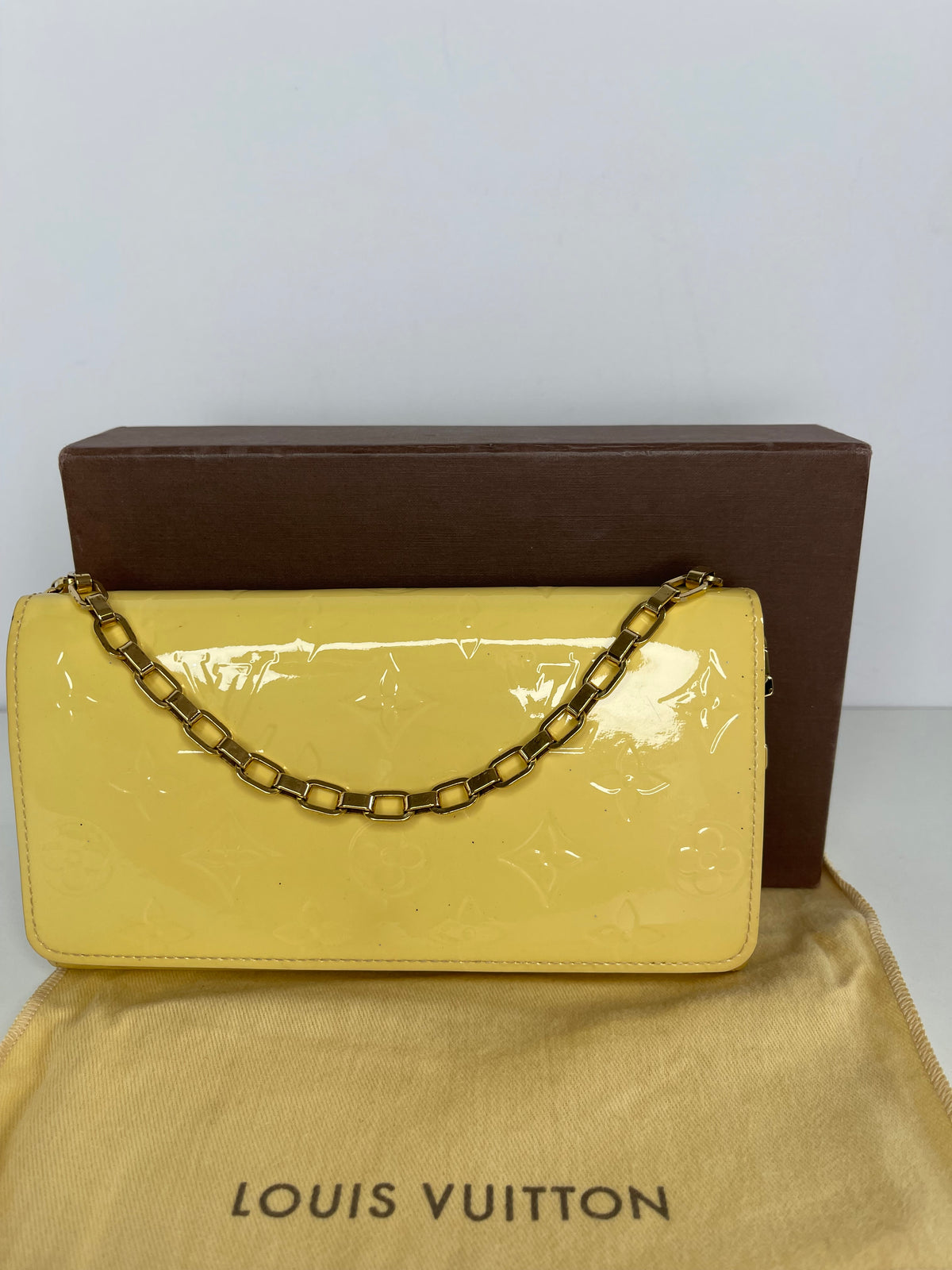 Louis Vuitton Citrine Monogram Vernis Chaine Wallet Bag