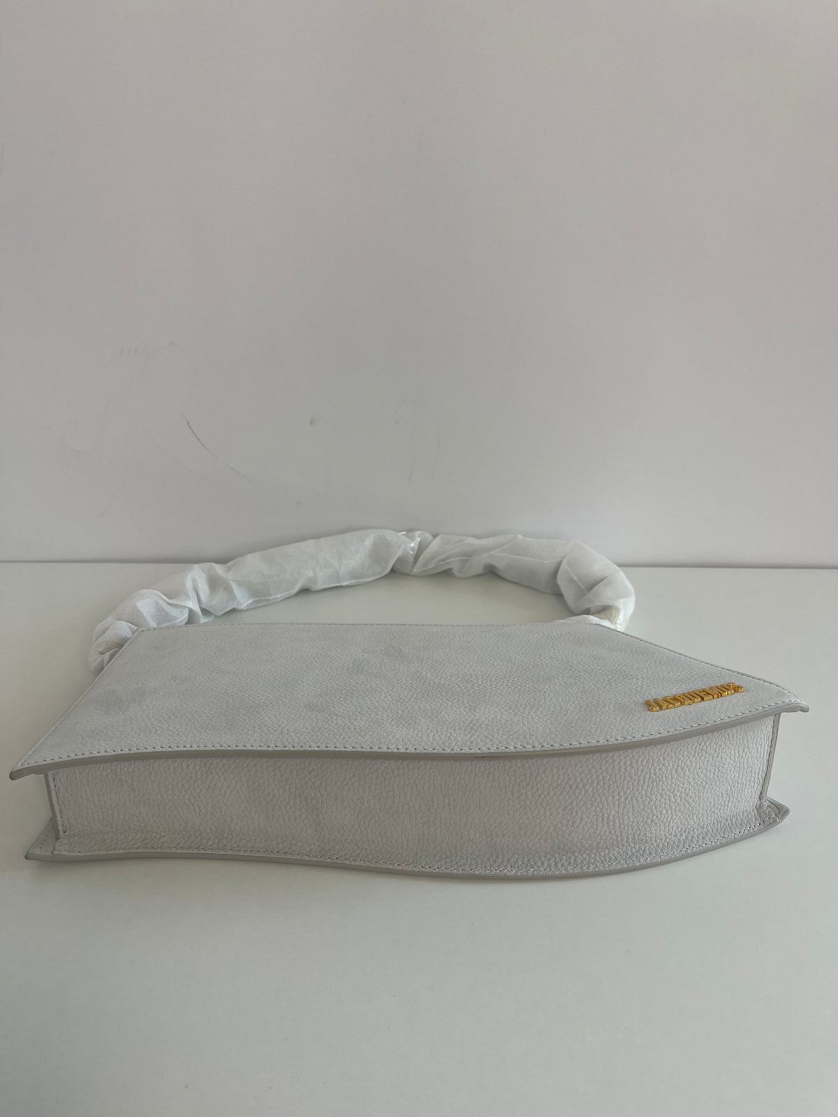 Jacquemus “la Vague” Asymmetric Light Grey Shoulder Bag