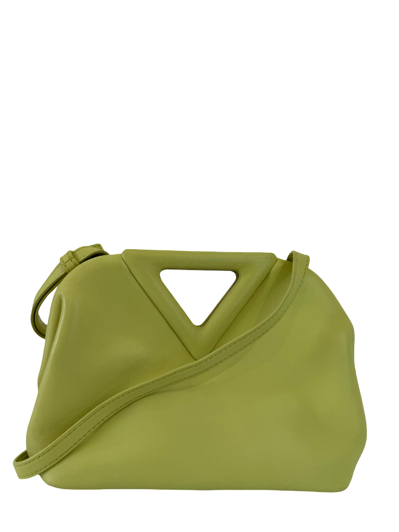 Bottega Veneta The Point Triangle Seagrass Leather Small Bag