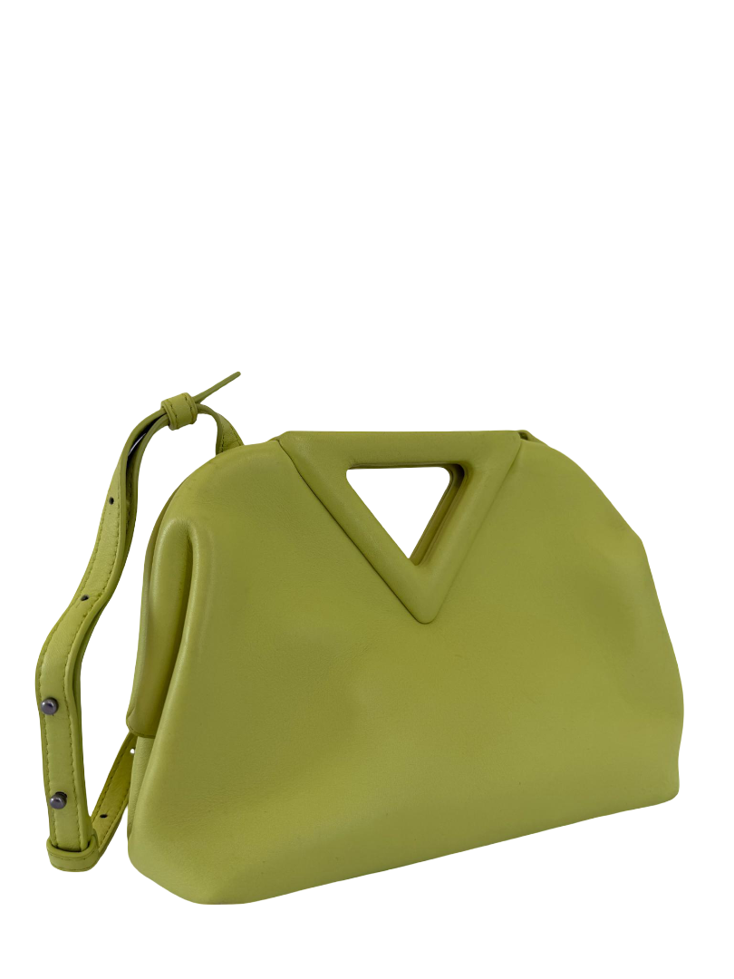 Bottega Veneta The Point Triangle Seagrass Leather Small Bag