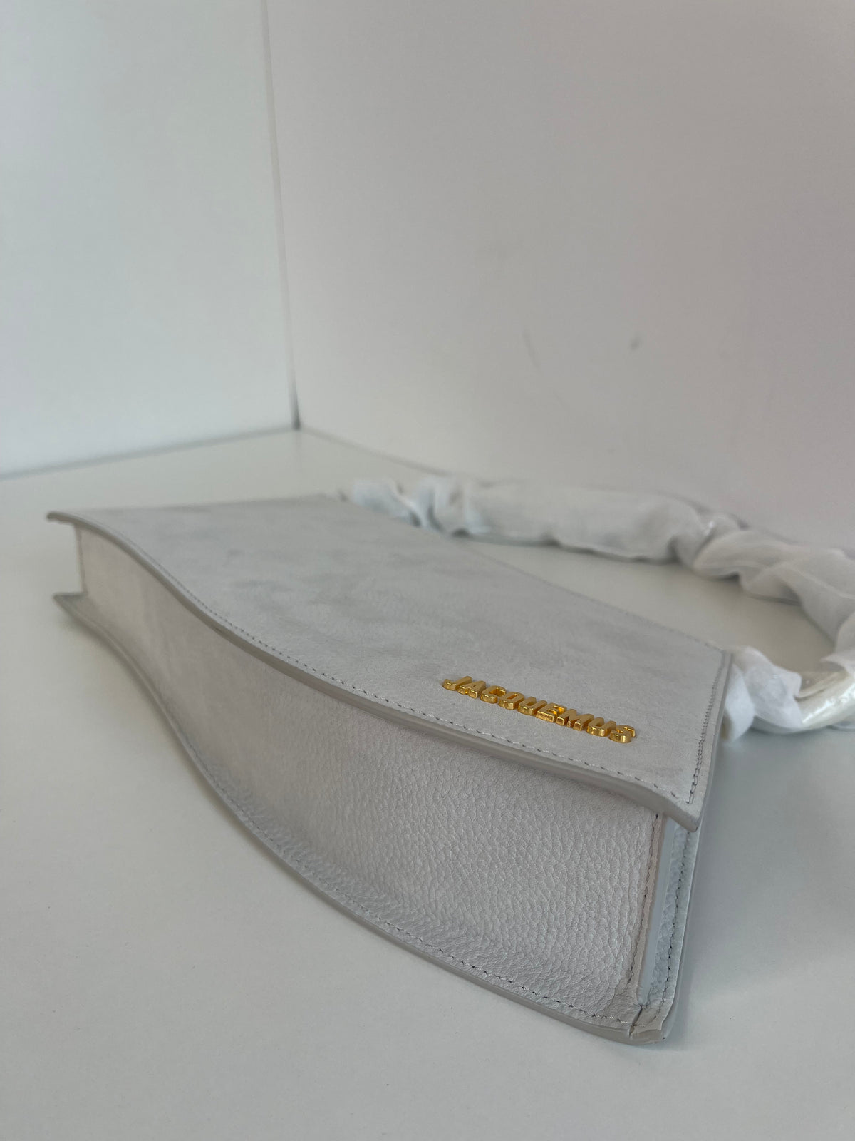 Jacquemus “la Vague” Asymmetric Light Grey Shoulder Bag