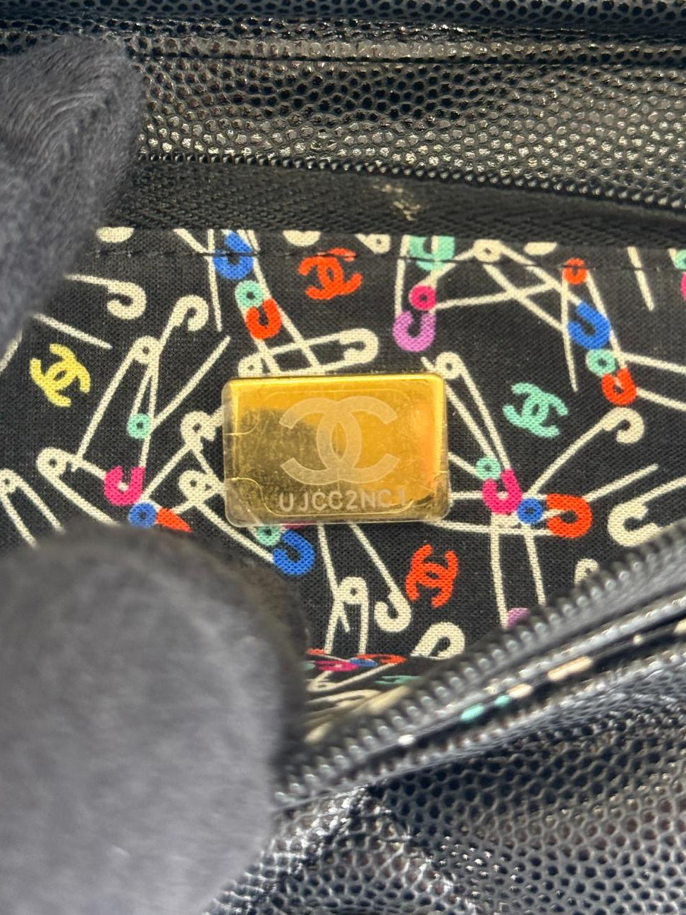 Chanel Black Quilted Caviar Leather Wallet On Chain