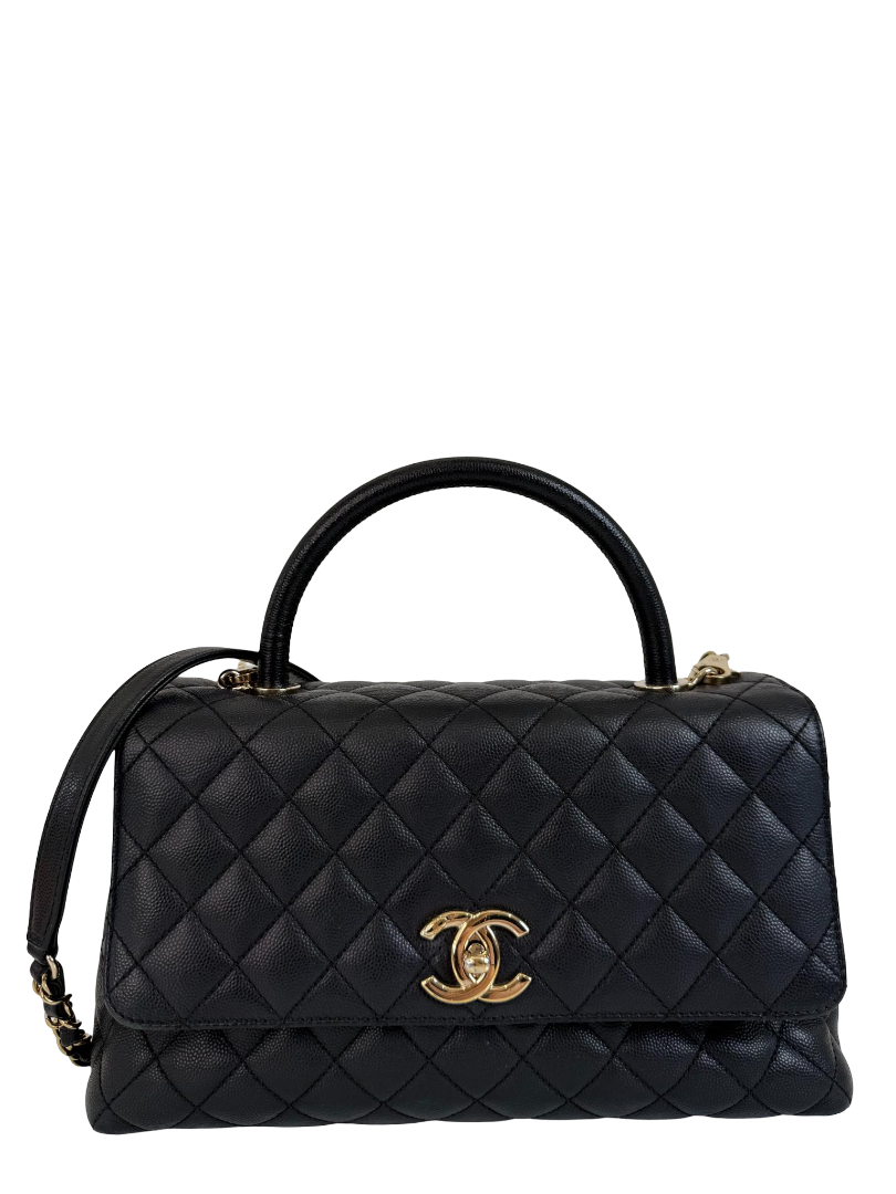Chanel Coco Handle Medium Black Caviar Quilted GHW