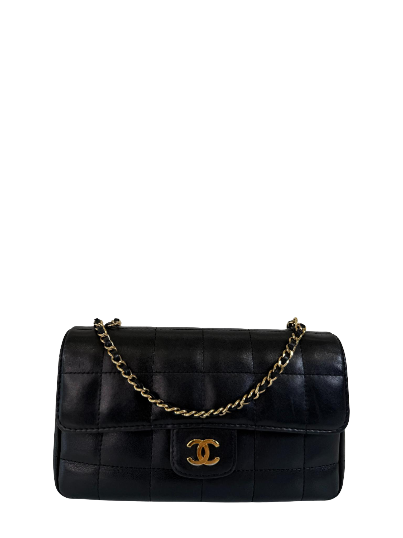 Chanel Black Lambskin Chocolate Bar Mini Flap Bag