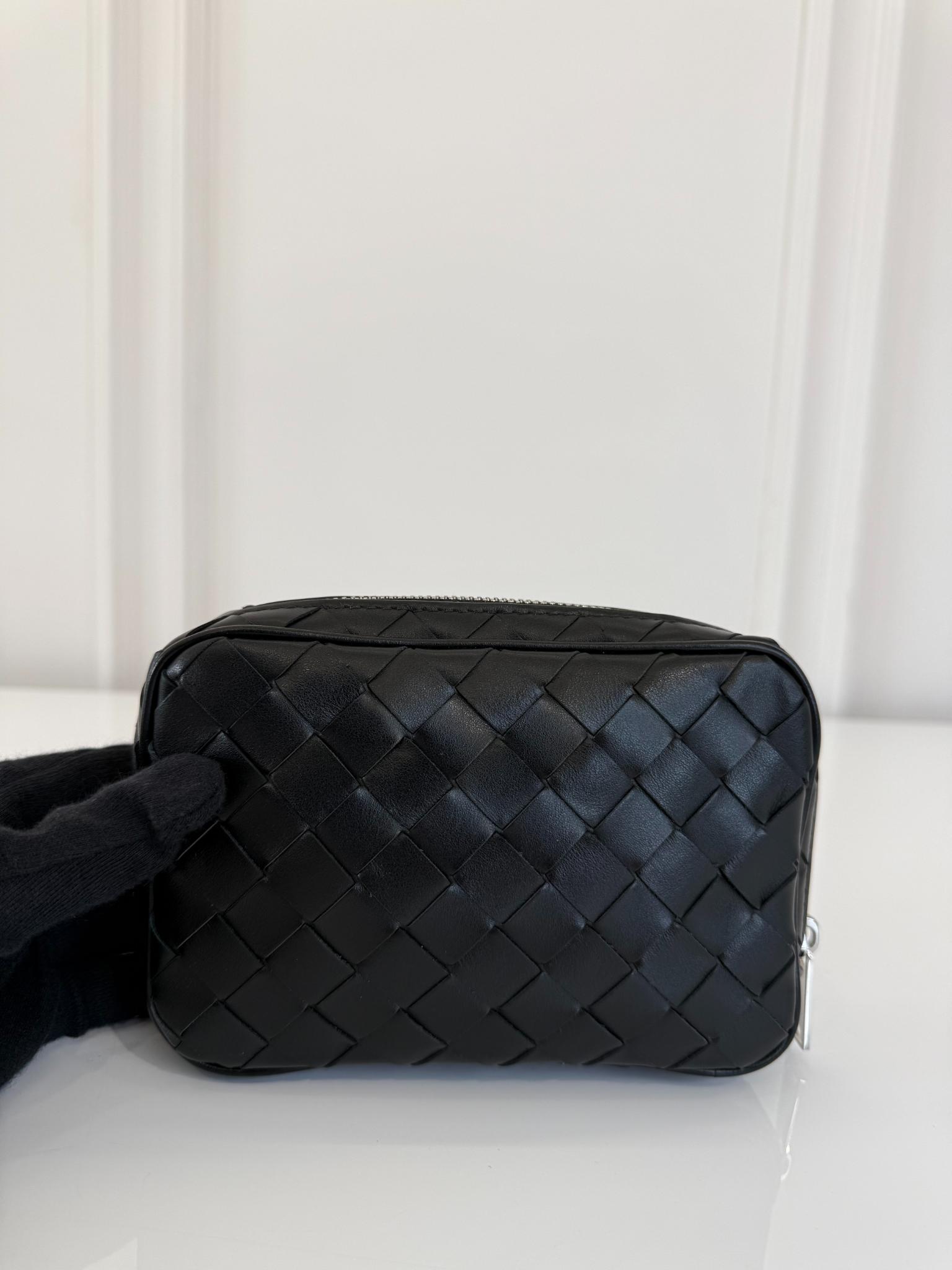 Bottega Veneta Black Intrecciato Leather Mini Pouch