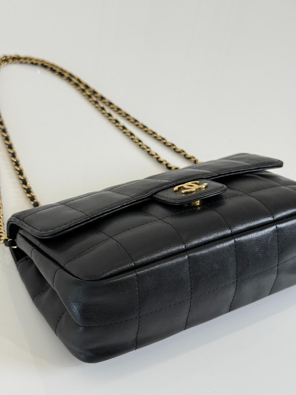 Chanel Black Lambskin Chocolate Bar Mini Flap Bag